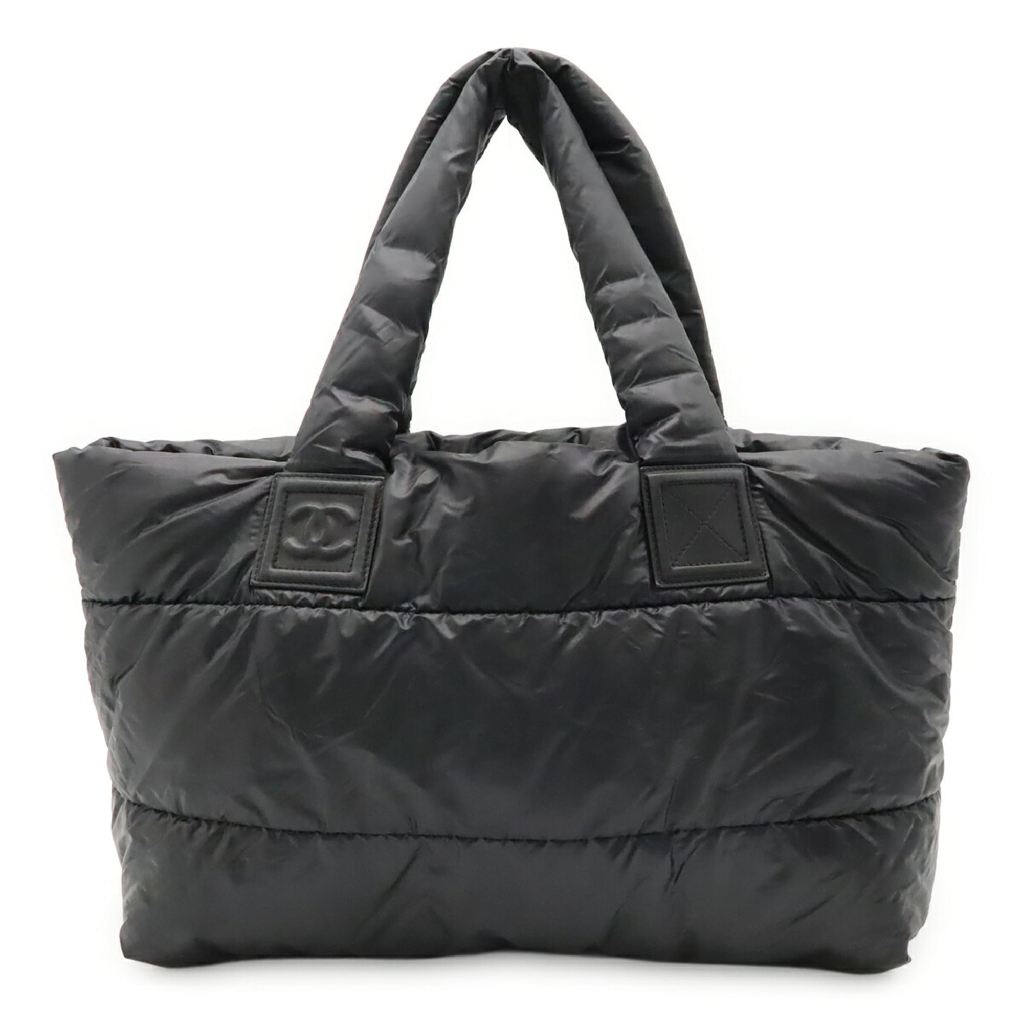 Chanel Black Bordeaux Nylon Leather Shoulder Bag Tote Bag (Pre-Owned)