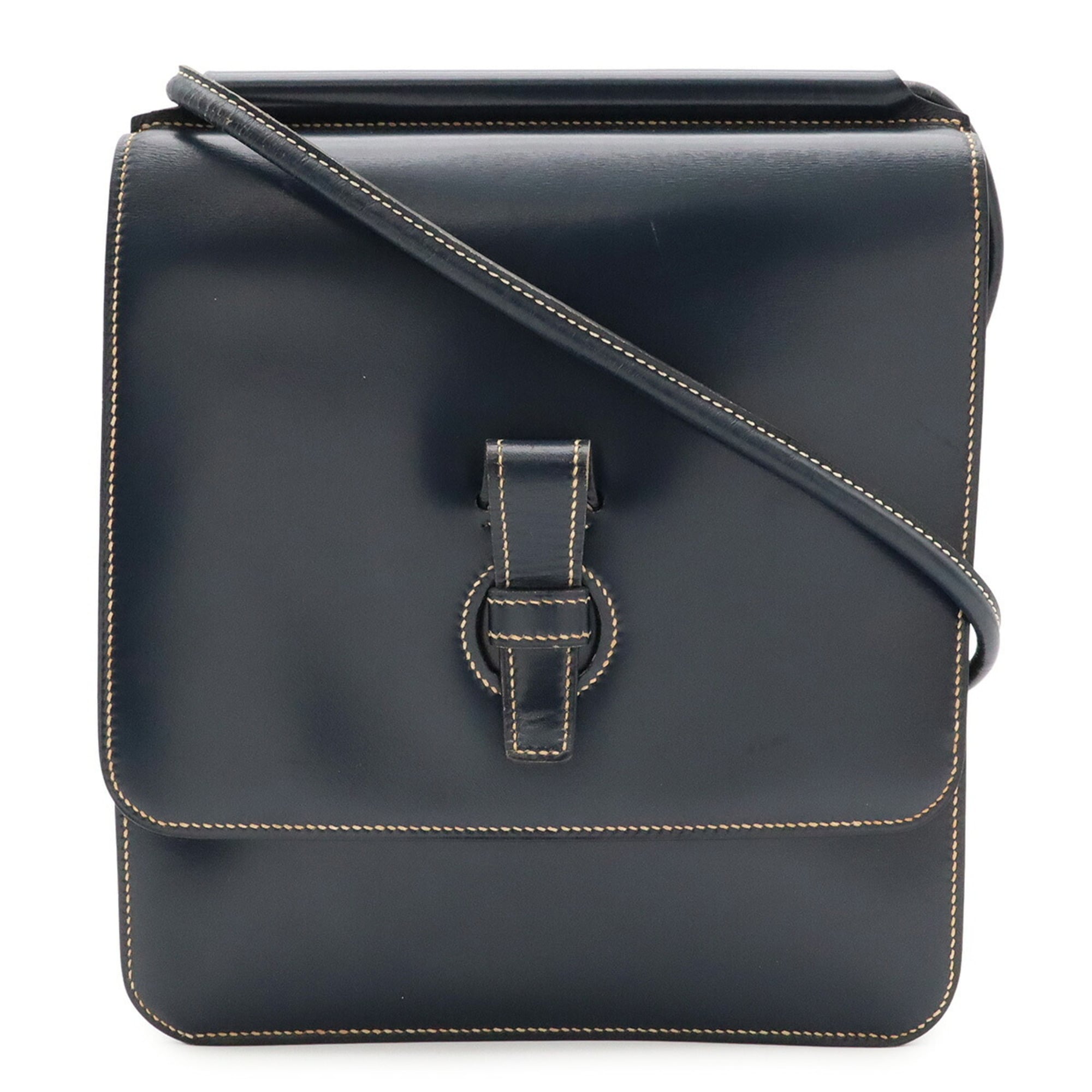 Hermes Navy Box Calf Leather Pochette Shoulder Bag (Pre-Owned)