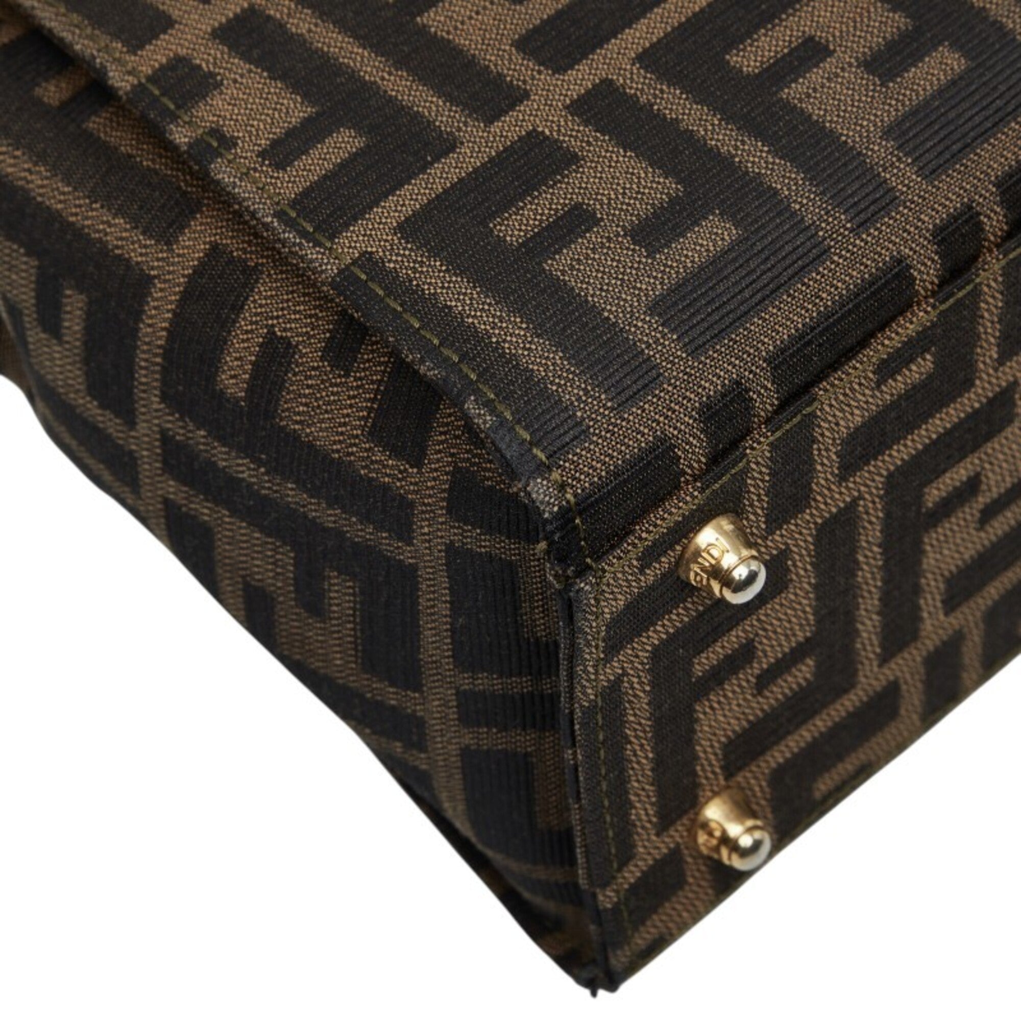 Fendi Brown Canvas Leather Handbag Shoulder Bag (Pre-Owned)
