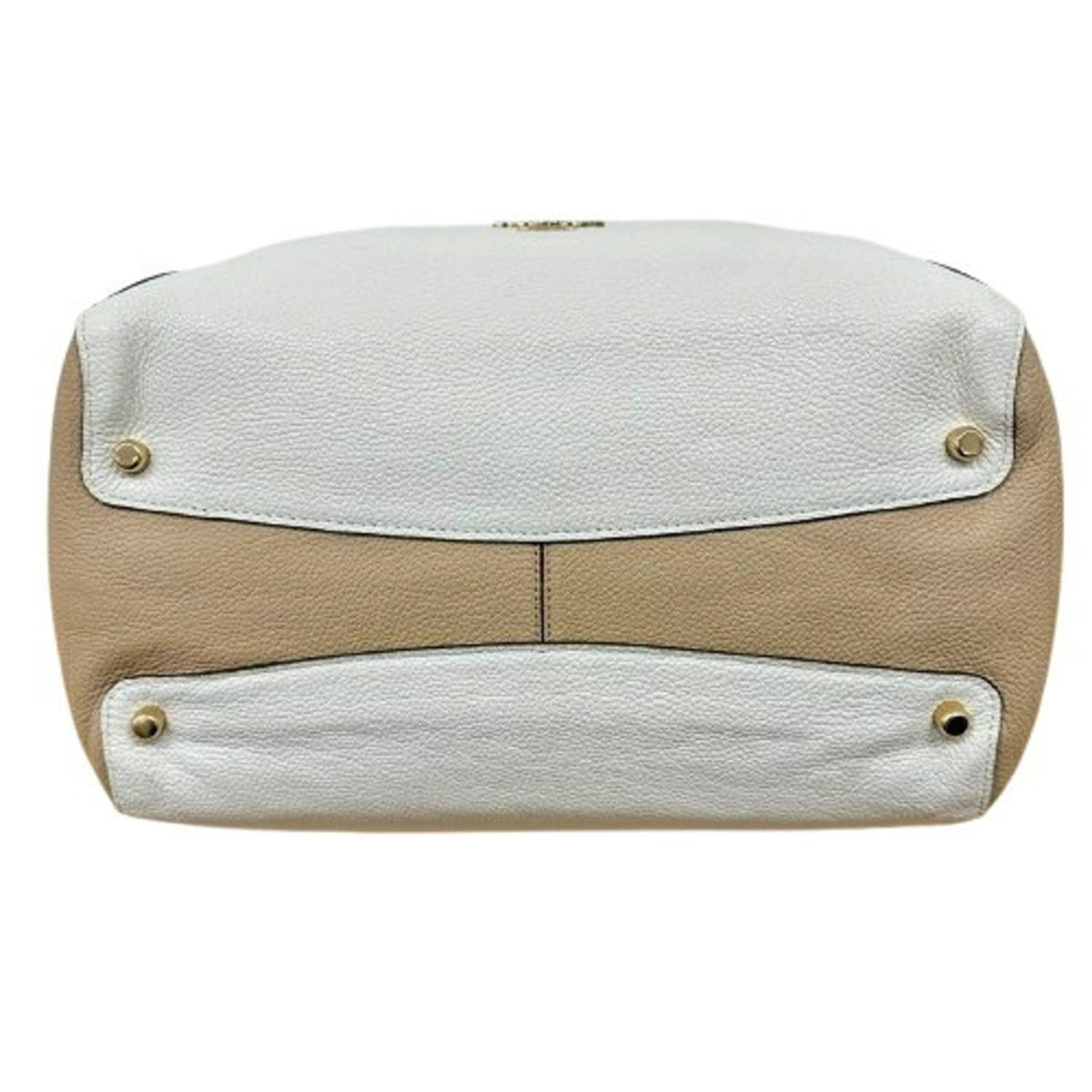 Coach Beige Brown White Leather Tote Bag (Pre-Owned)