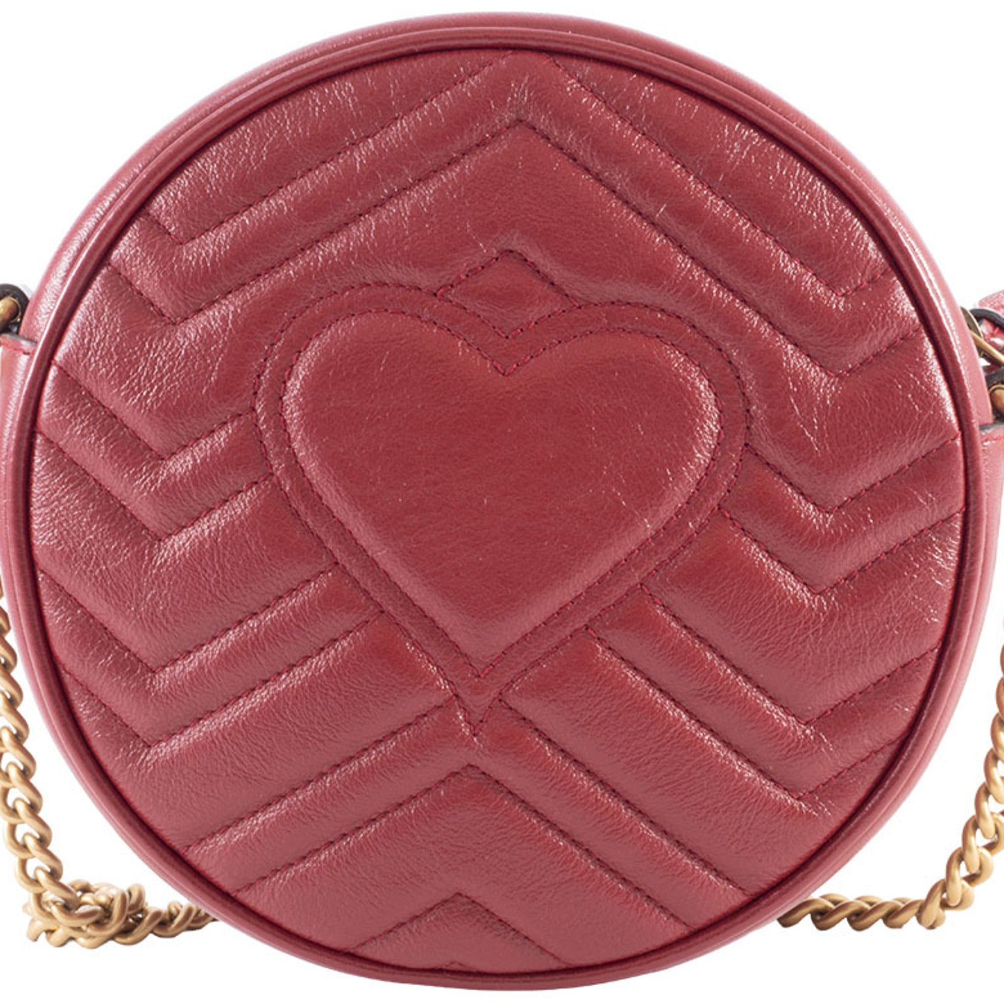Gucci Red Color Leather Shoulder Bag (Pre-Owned)