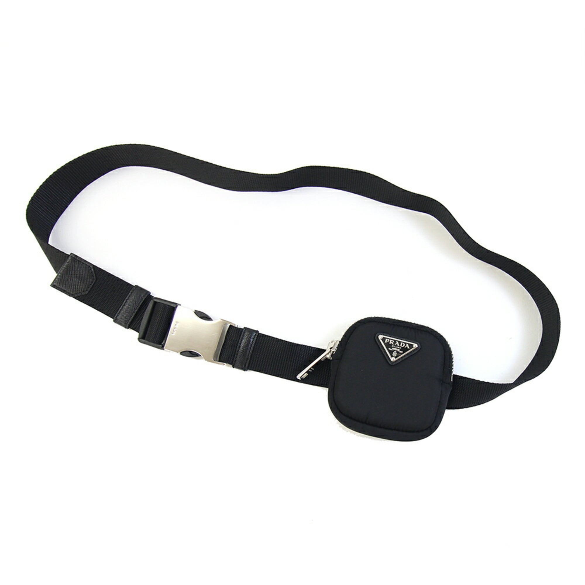 Prada Black Nylon Leather Fanny Pack Handbag Pouch (Pre-Owned)