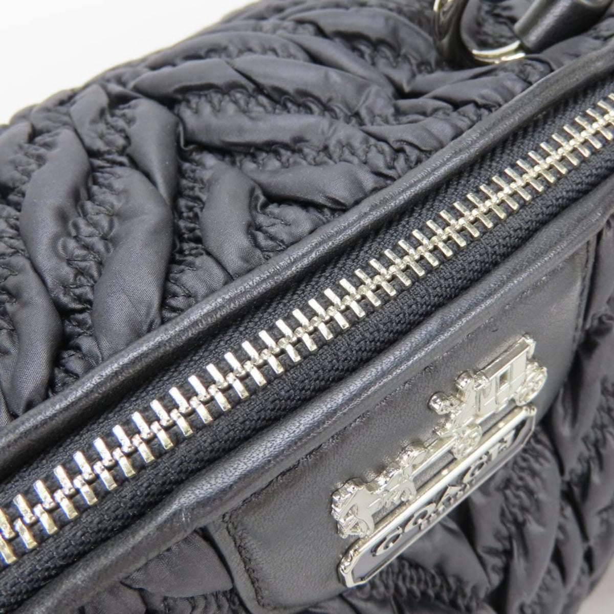 Coach Black Nylon Leather Handbag (Pre-Owned)