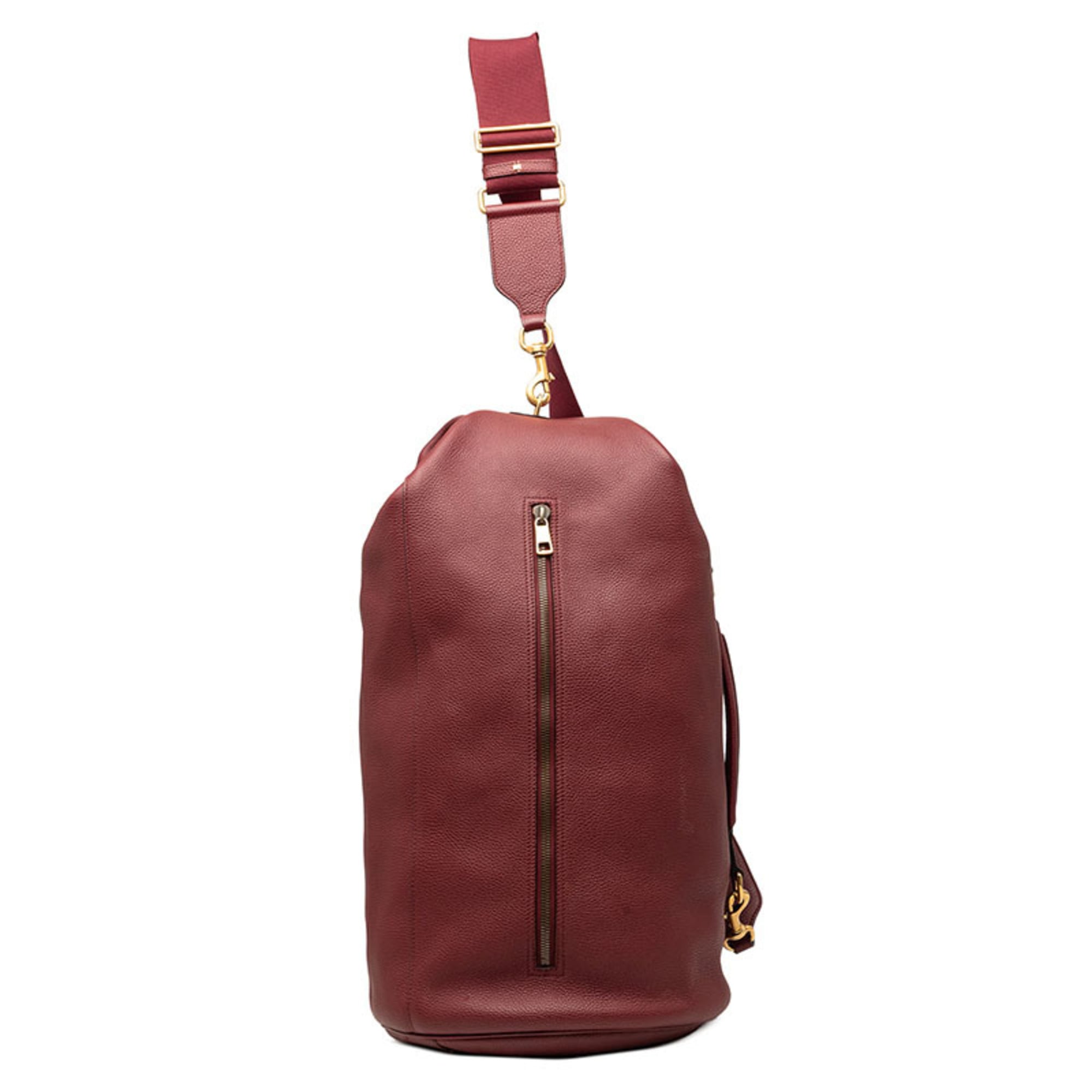 Gucci Bordeaux Leather Boston Bag Shoulder Bag Sling Bag (Pre-Owned)