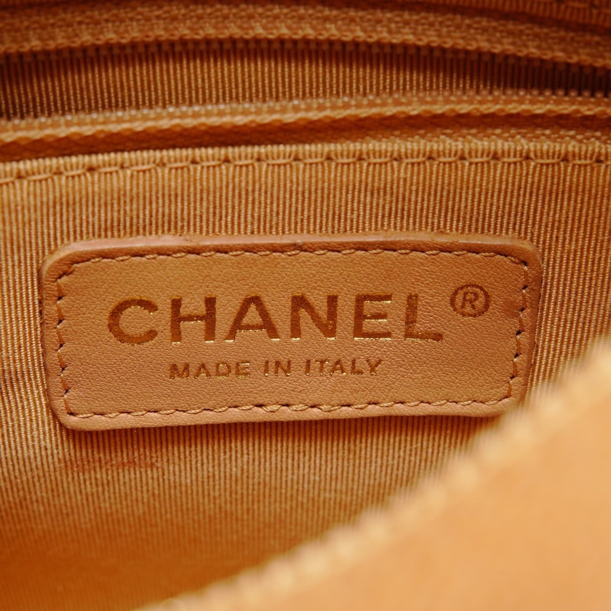 Chanel Beige Grained Calfskin Handbag (Pre-Owned)