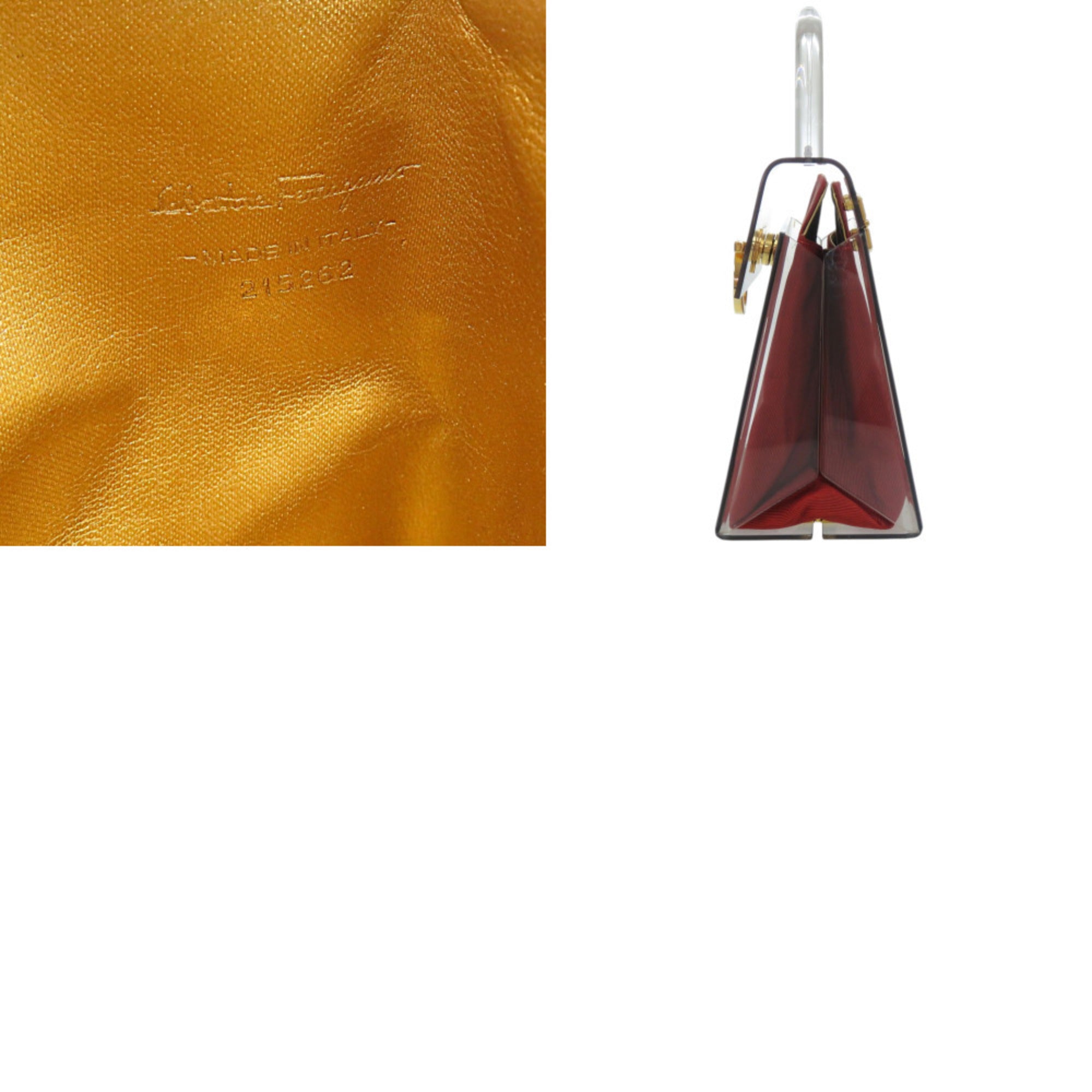 Salvatore Ferragamo Clear Gold Red Color Acrylic Metal Handbag (Pre-Owned)