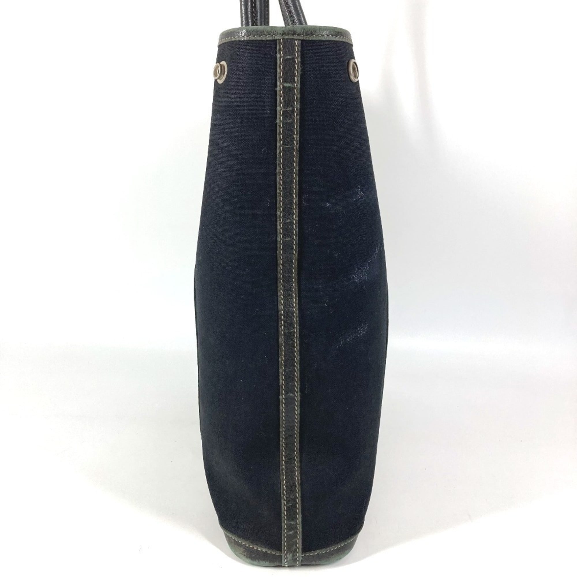 Hermes Black Canvas Leather Shoulder Bag Tote Bag (Pre-Owned)