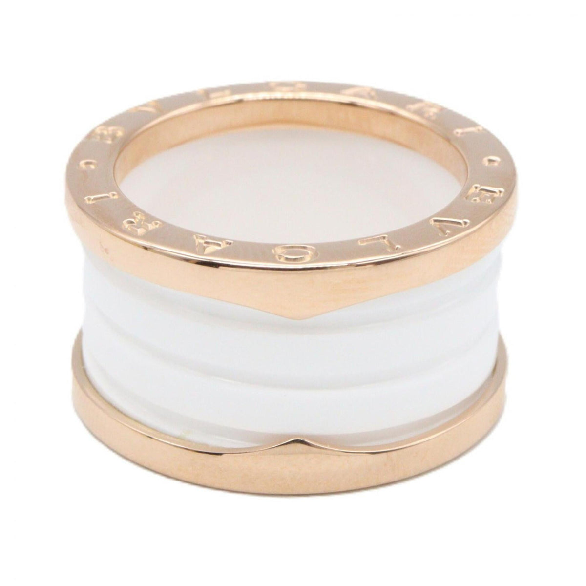 Bvlgari Gold White Pink Gold (18K) Ceramic Band Ring (Pre-Owned)