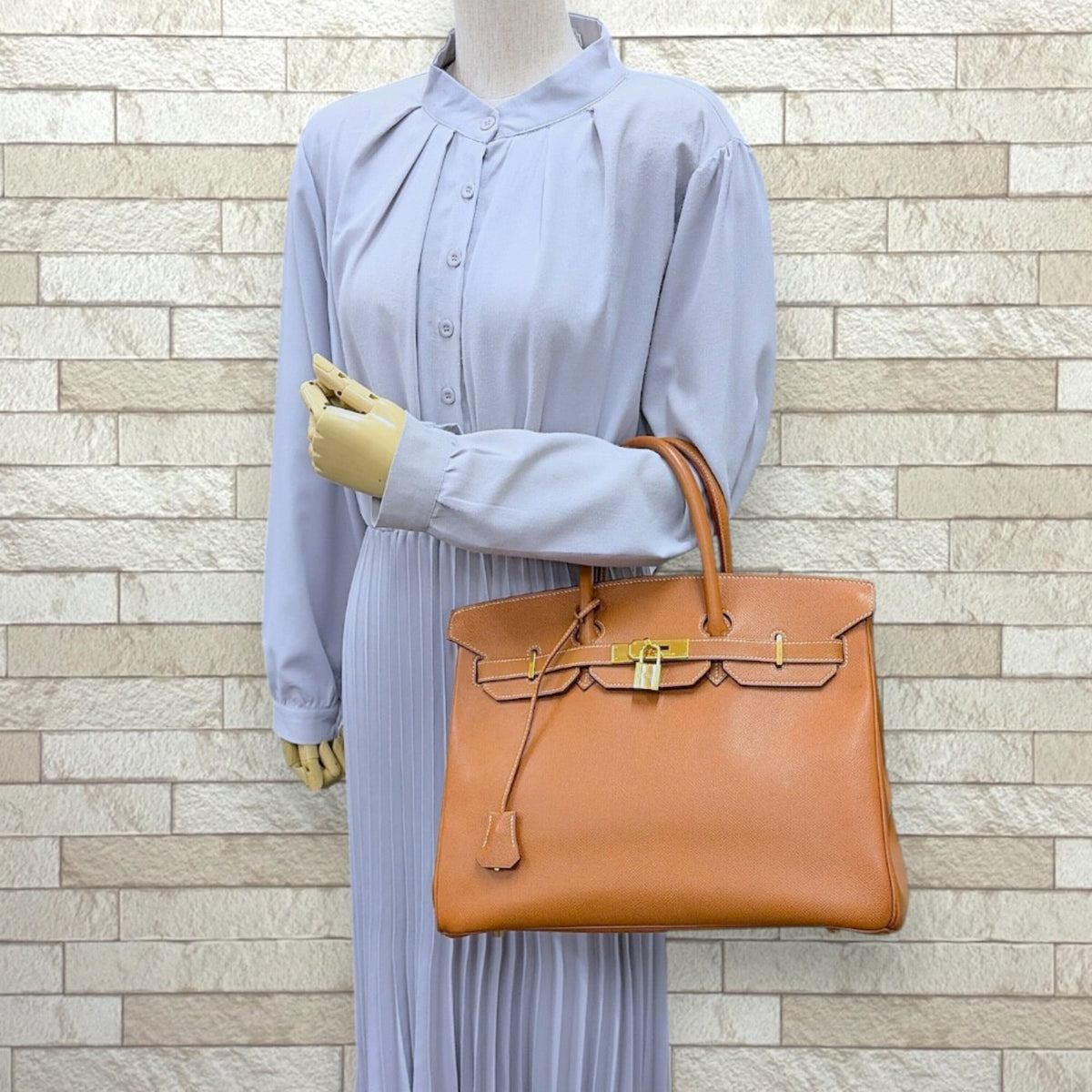 Hermes Brown Gold Togo Leather Handbag (Pre-Owned)