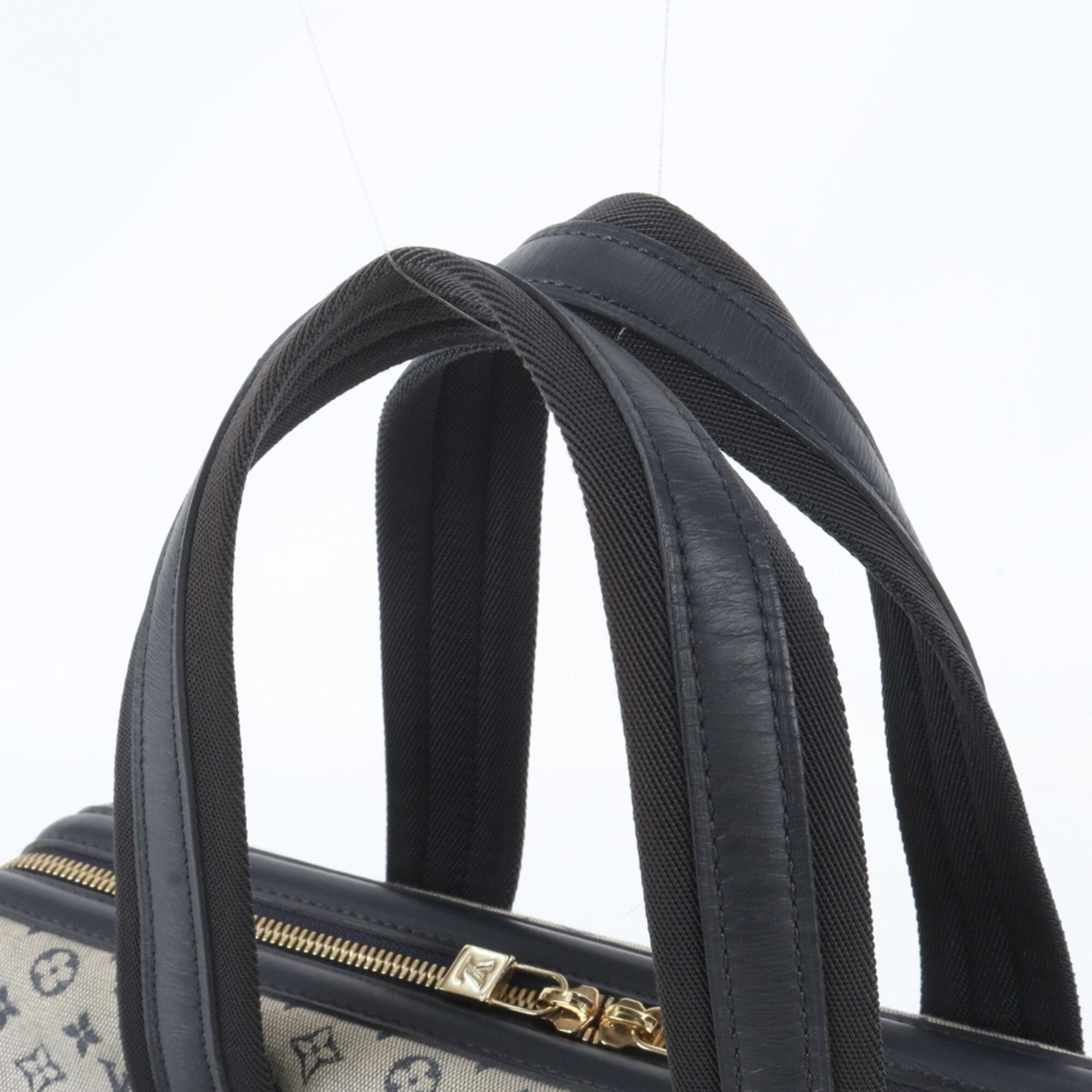 Louis Vuitton Blue Leather Canvas Handbag Shoulder Bag Tote Bag (Pre-Owned)