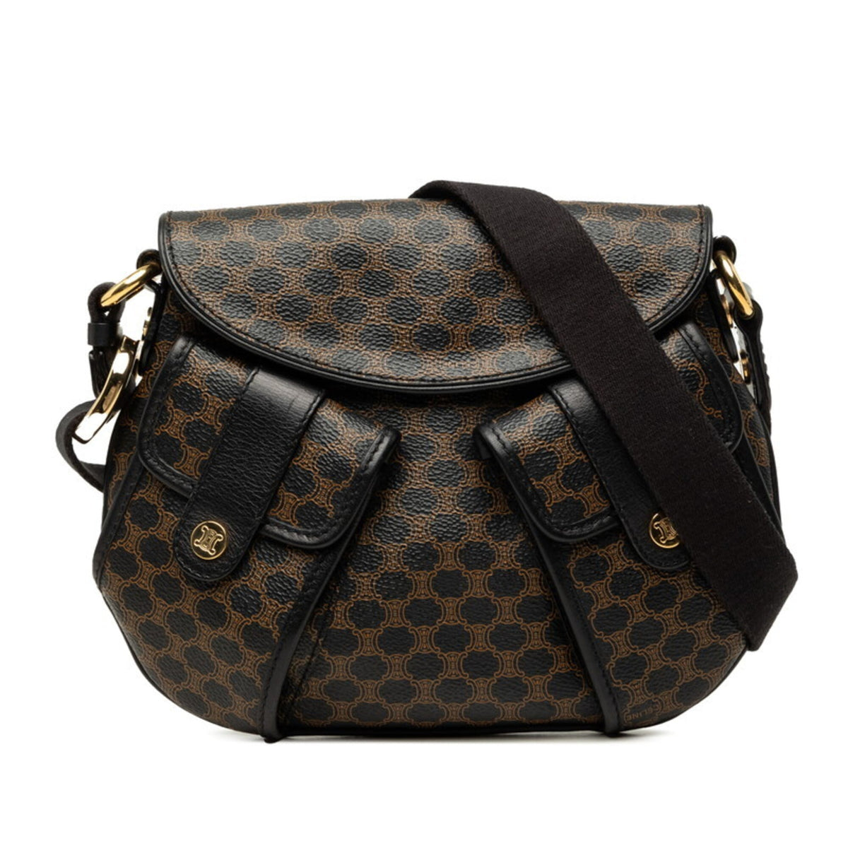 Celine Black Brown Pvc Leather Shoulder Bag (Pre-Owned)