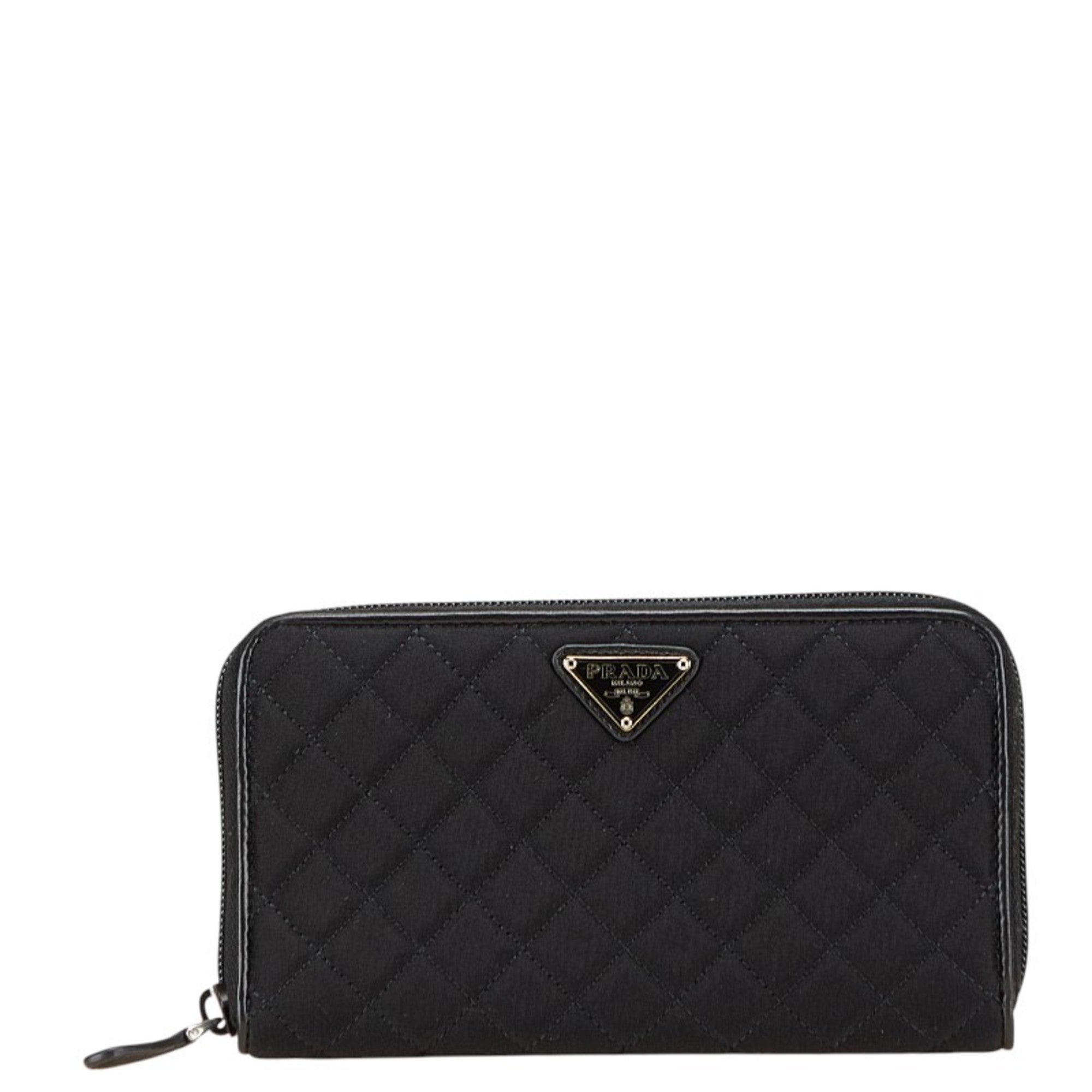 Prada Black Nylon Leather Long Wallet (Bi-Fold) (Pre-Owned)