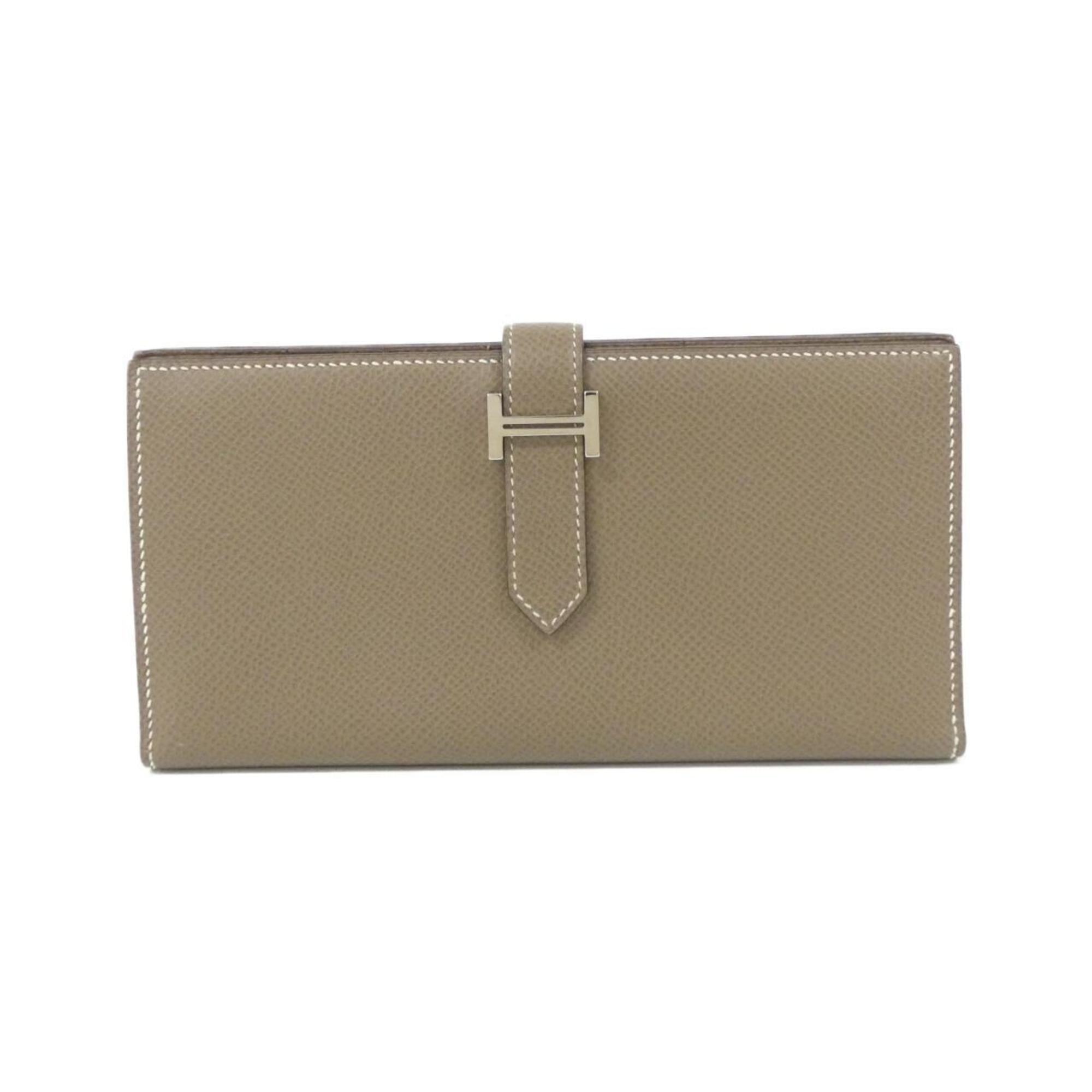 Hermes Etoupe Gray Soufre Epsom Leather Long Wallet (Bi-Fold) (Pre-Owned)