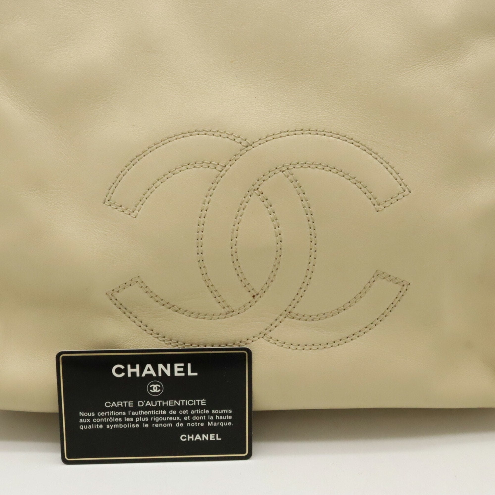 Chanel Light Beige Leather Tote Bag (Pre-Owned)
