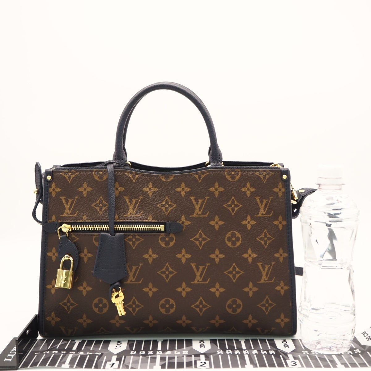 Louis Vuitton Beige Brown Monogram Navy Monogram Handbag (Pre-Owned)