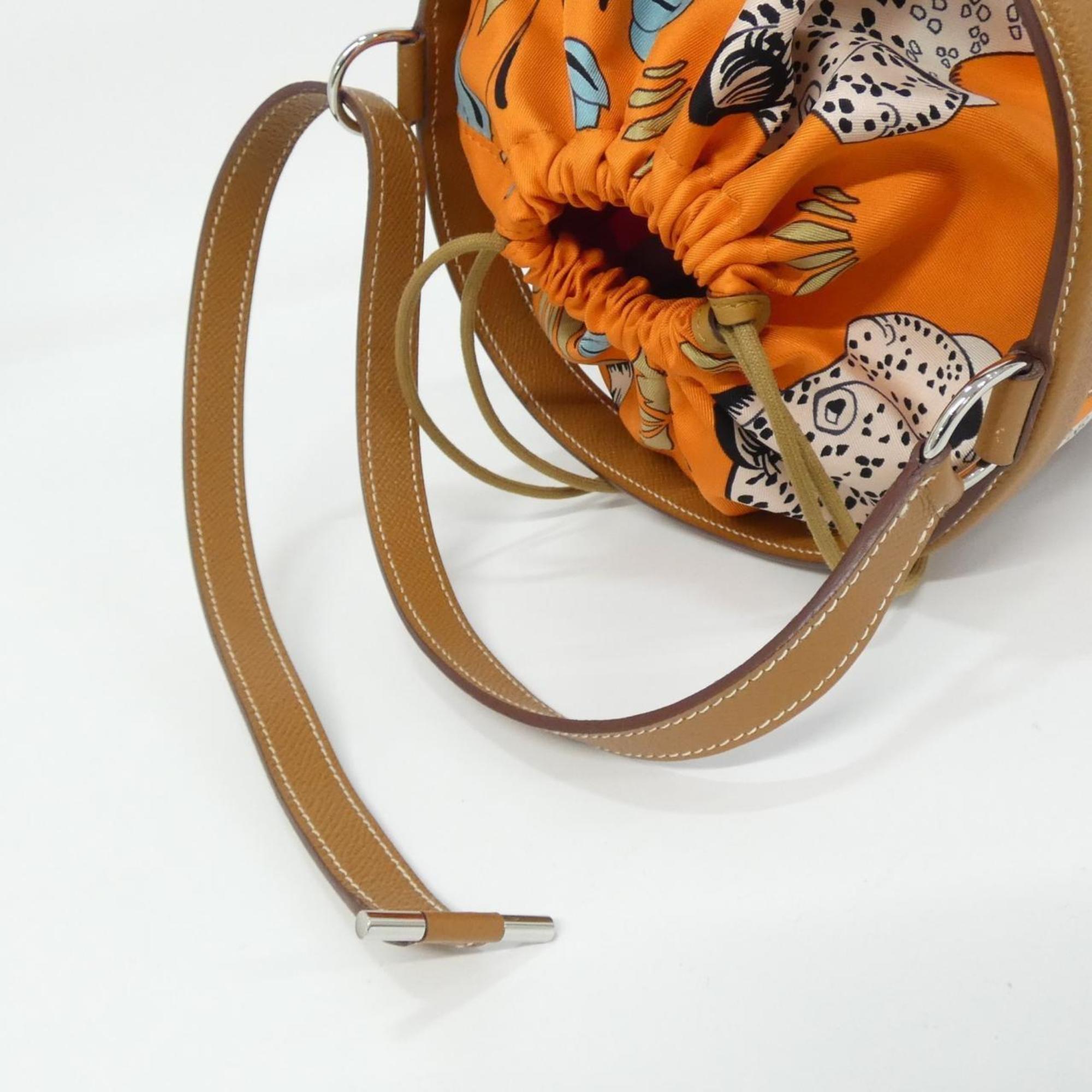 Hermes Gold Epsom Leather Silk Shoulder Bag (Pre-Owned)