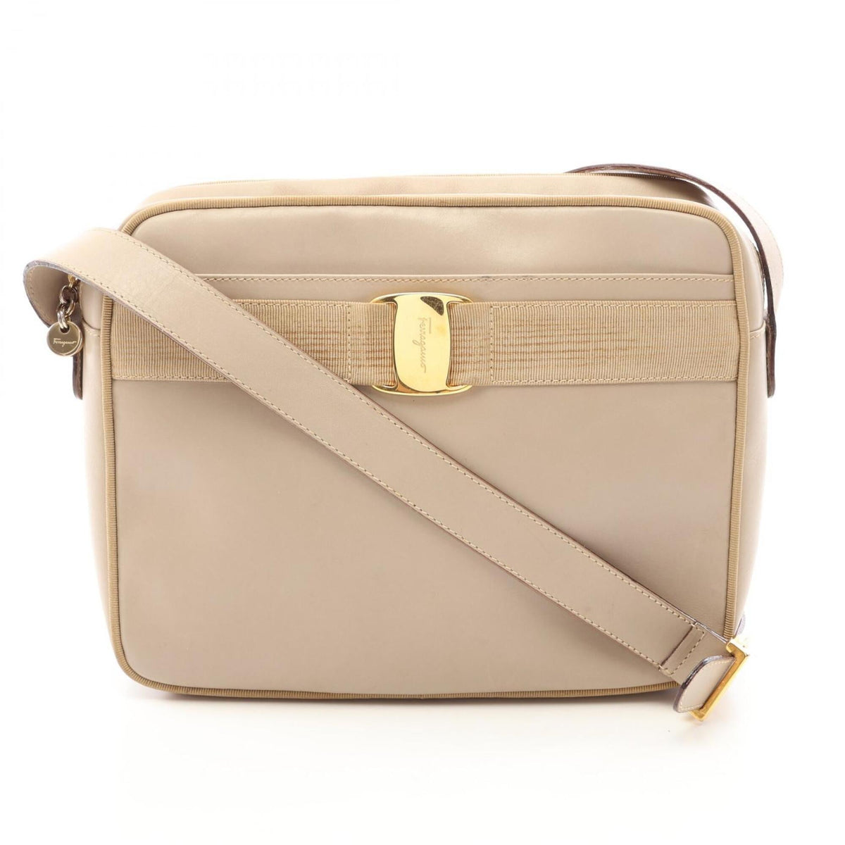 Salvatore Ferragamo Beige Leather Handbag Shoulder Bag (Pre-Owned)