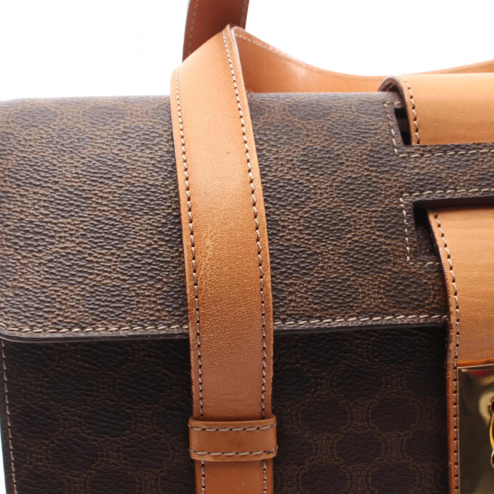 Celine Macadam Brown Coated Canvas Handbag (Pre-Owned)