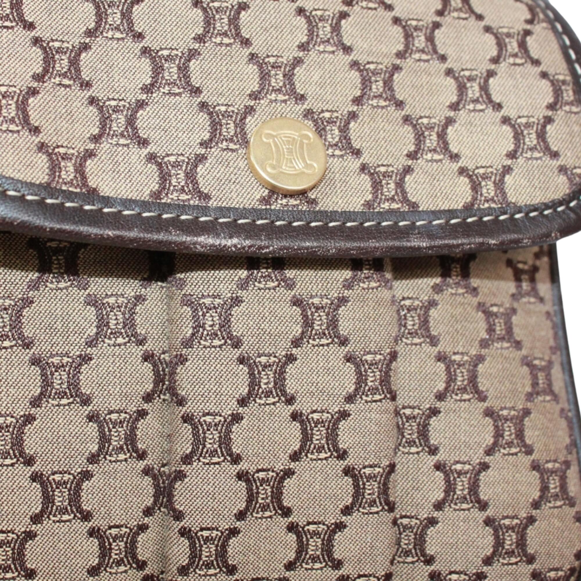 Celine Brown Canvas Leather Shoulder Bag (Pre-Owned)