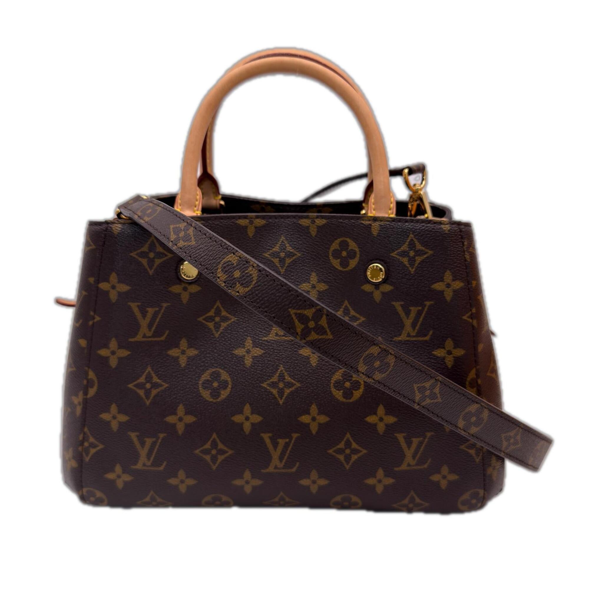 Louis Vuitton Beige Brown Coated Canvas Handbag Shoulder Bag (Pre-Owned)