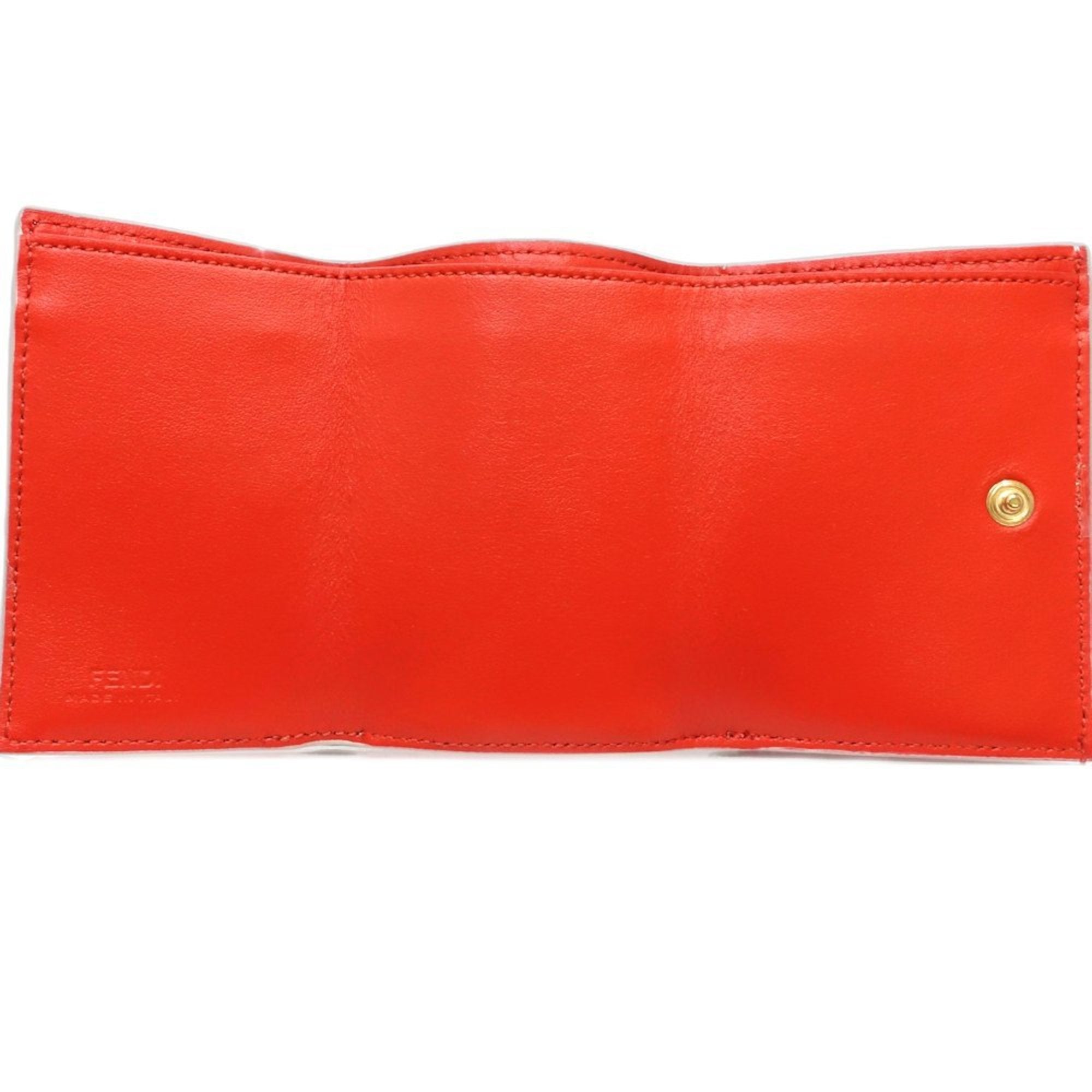 Fendi Ivory Red Color Leather Wallet (Tri-Fold) (Pre-Owned)
