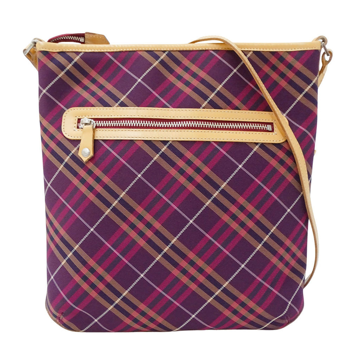 Burberry Blue Label Beige Blue Purple Nylon Handbag Shoulder Bag (Pre-Owned)