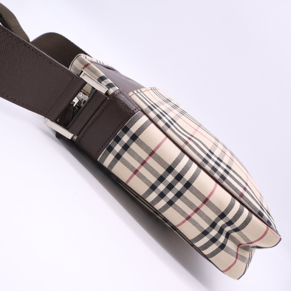 Burberry Beige Brown Multi-Color Canvas Leather Shoulder Bag (Pre-Owned)