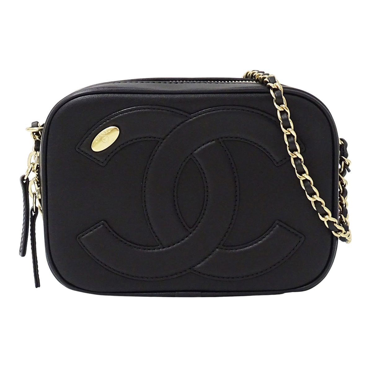 Chanel Black Leather Handbag Shoulder Bag (Pre-Owned)