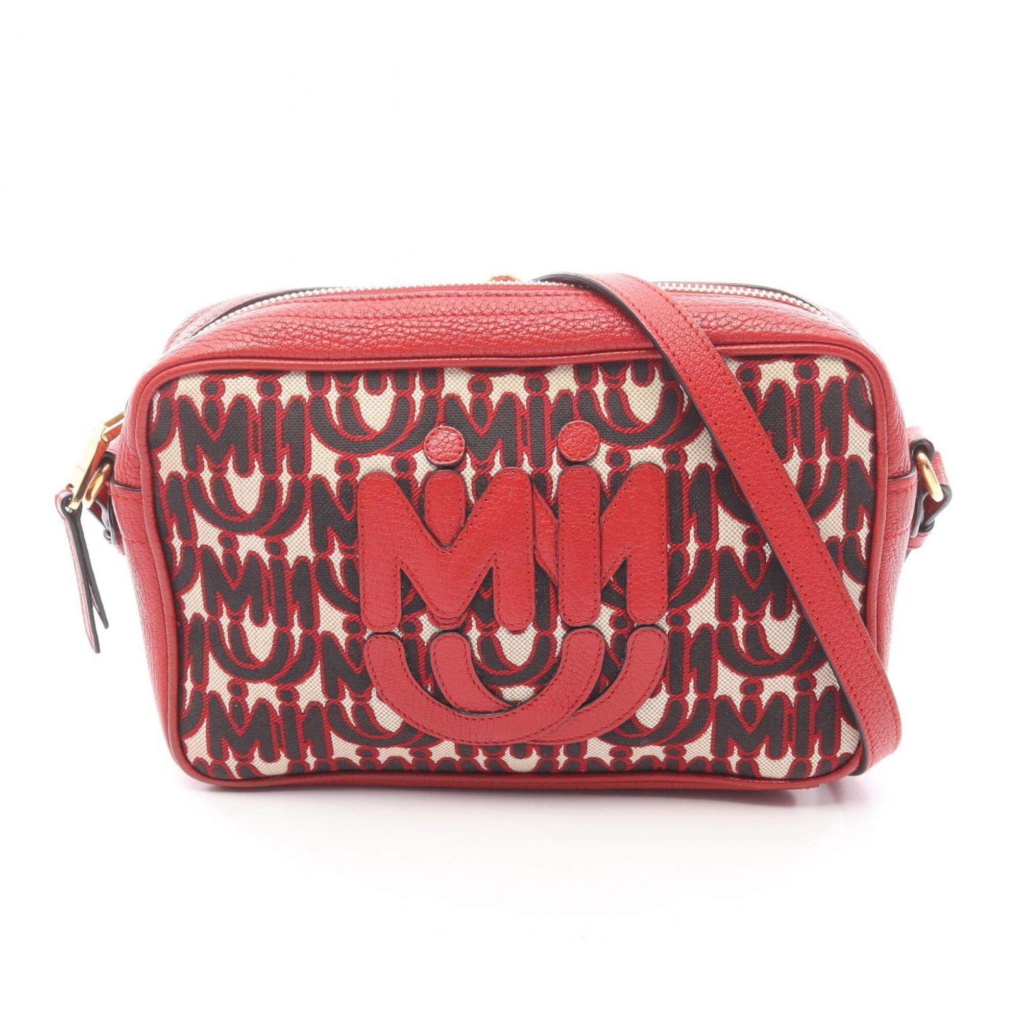 Miu Miu Black Ivory Red Color Leather Handbag Shoulder Bag (Pre-Owned)