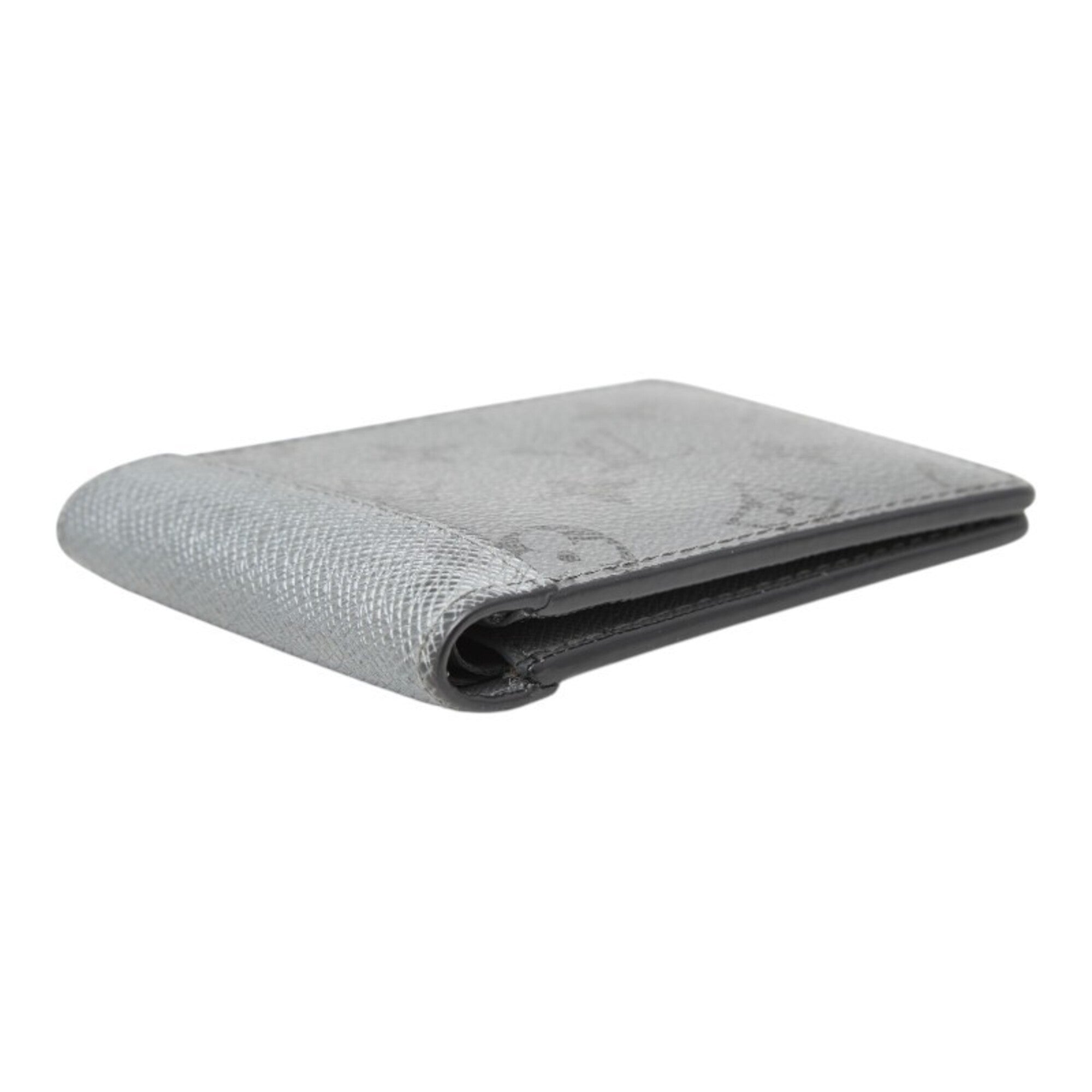Louis Vuitton Taigarama Silver Leather Wallet (Bi-Fold) (Pre-Owned)