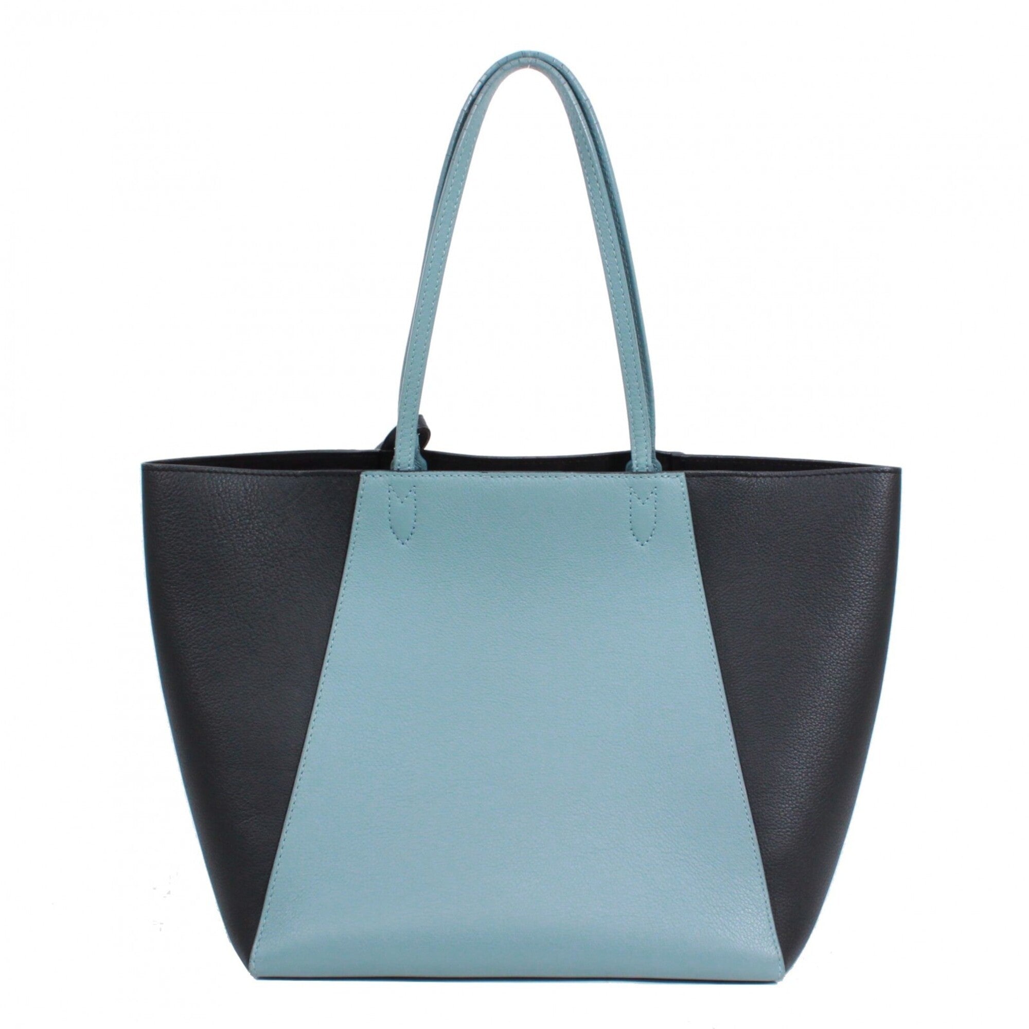 Louis Vuitton Black Blue Leather Handbag Tote Bag (Pre-Owned)