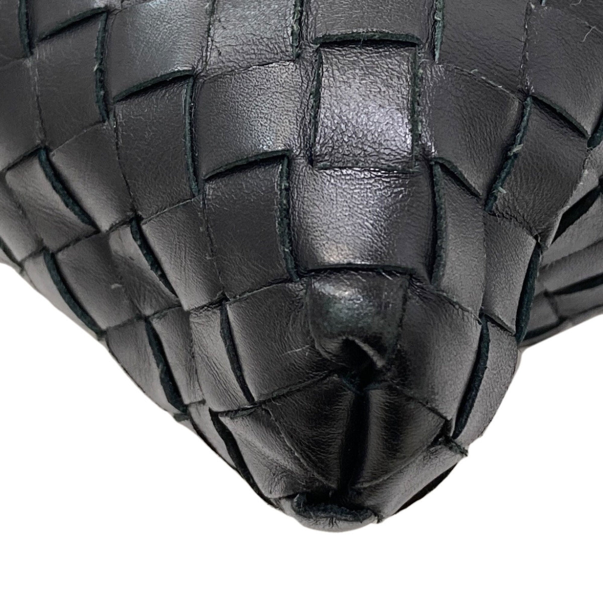 Bottega Veneta Intrecciato Black Leather Shoulder Bag (Pre-Owned)