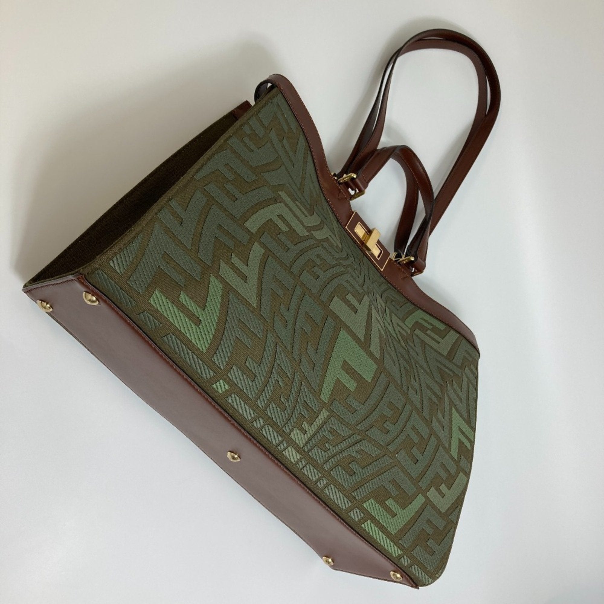 Fendi Green Cotton Shoulder Bag Tote Bag (Pre-Owned)