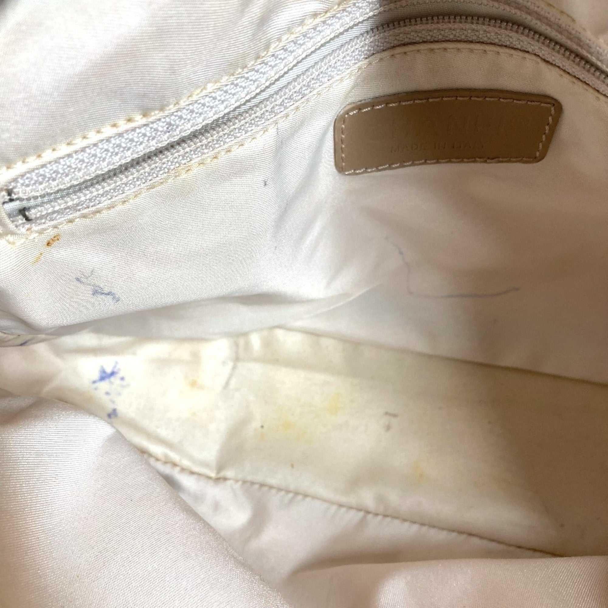Chanel Beige Nylon Leather Handbag Tote Bag (Pre-Owned)