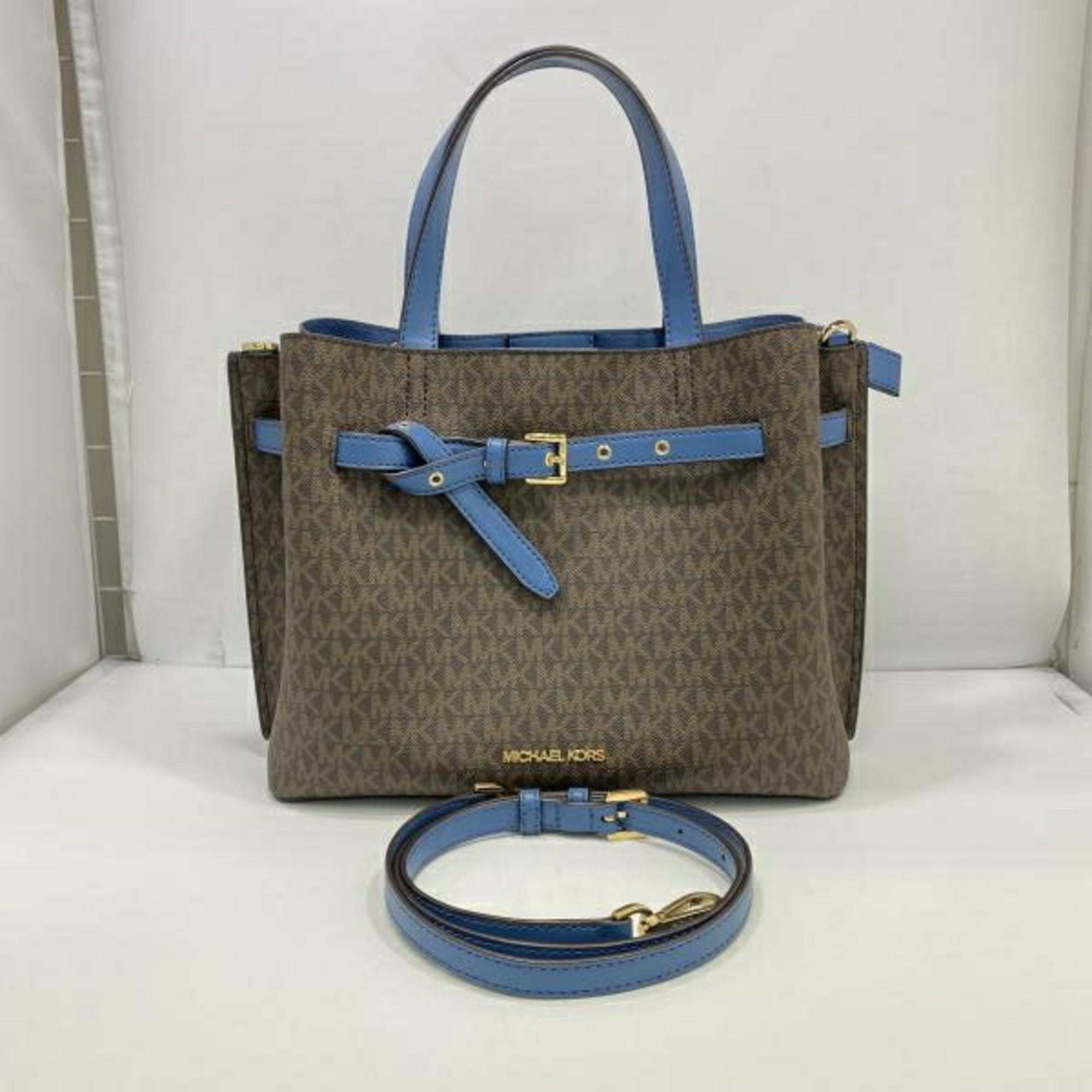 Michael Kors Blue Brown Tote Bag (Pre-Owned)