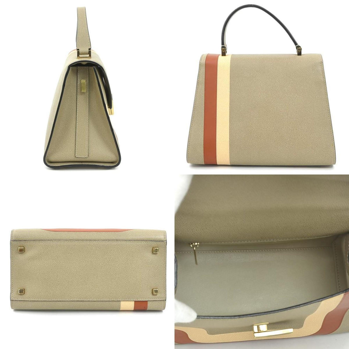 Valextra Grayish Leather Handbag Shoulder Bag (Pre-Owned)