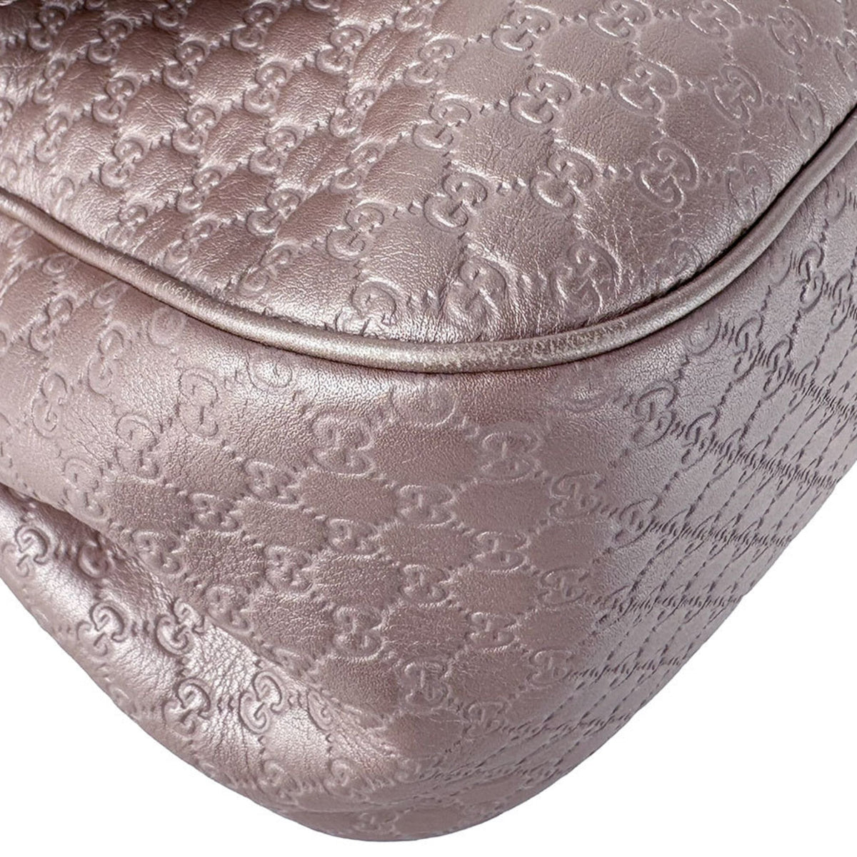 Gucci Metallic Beige Metallic Pink Pink Beige Leather Shoulder Bag (Pre-Owned)