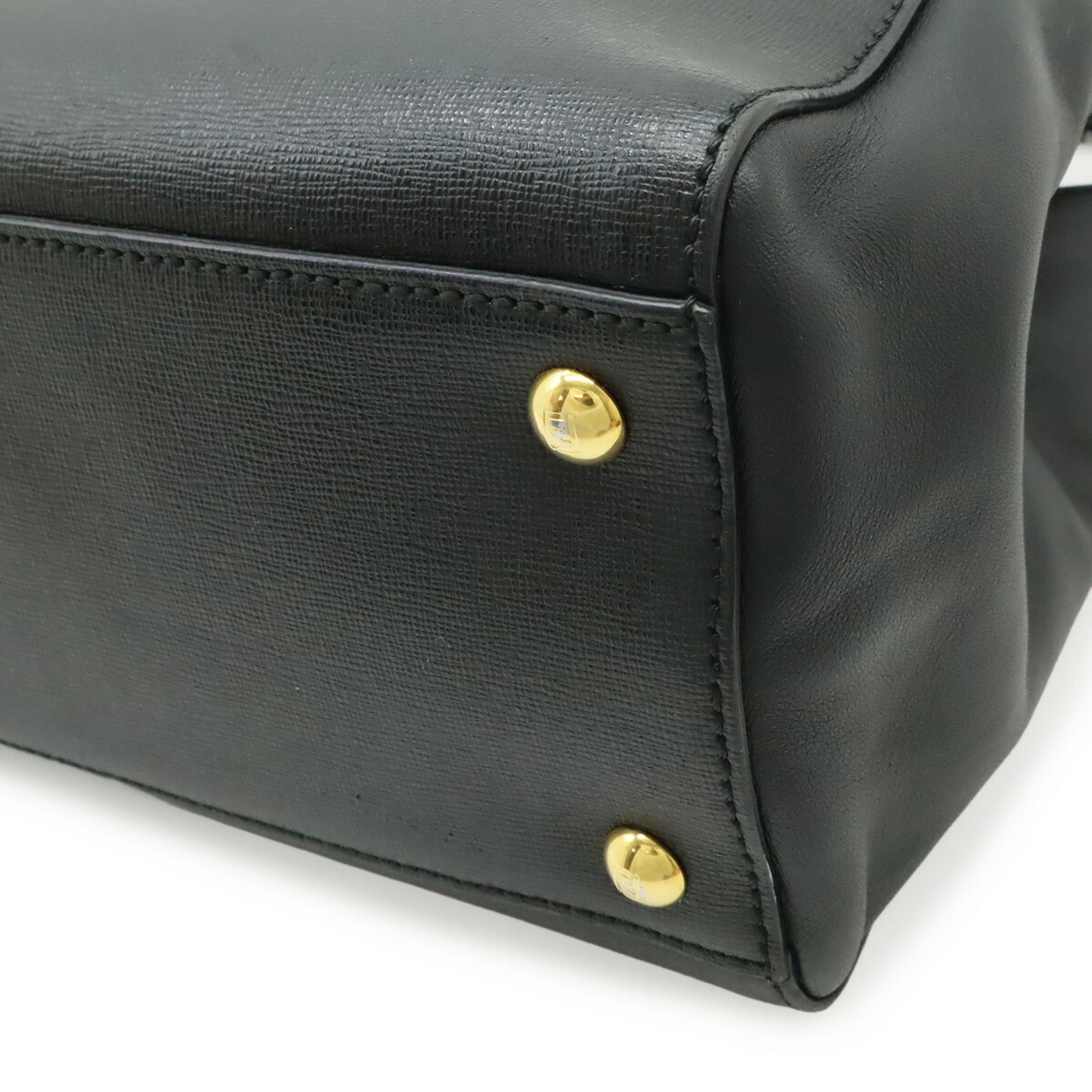 Fendi Black Leather Handbag Shoulder Bag Tote Bag (Pre-Owned)