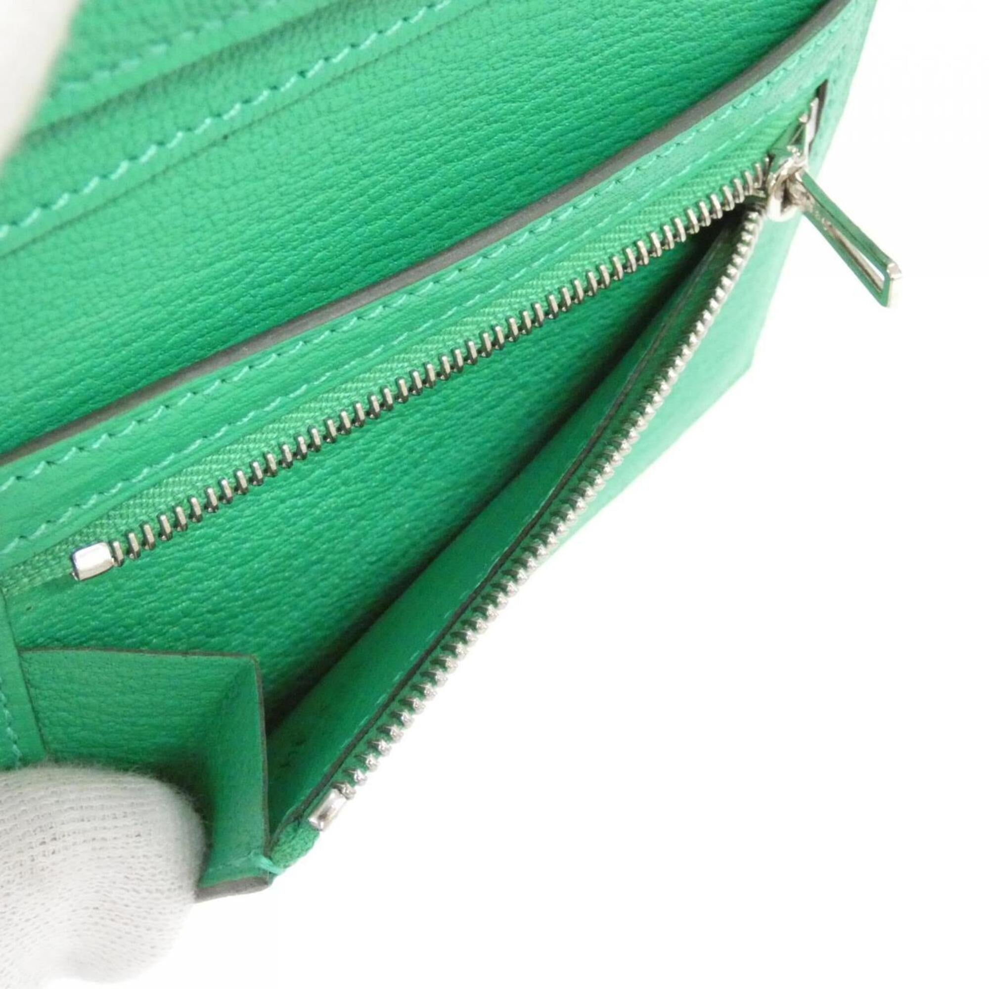 Hermes Green Mint Green Chevre Leather Wallet (Tri-Fold) (Pre-Owned)