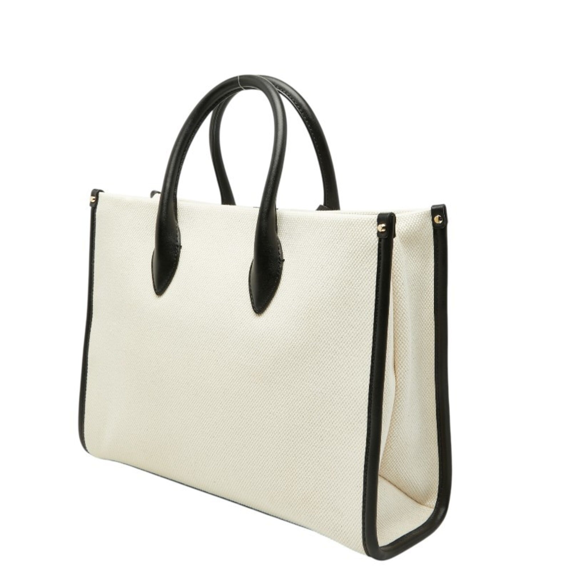 Michael Kors Black White Canvas Leather Shoulder Bag Tote Bag (Pre-Owned)