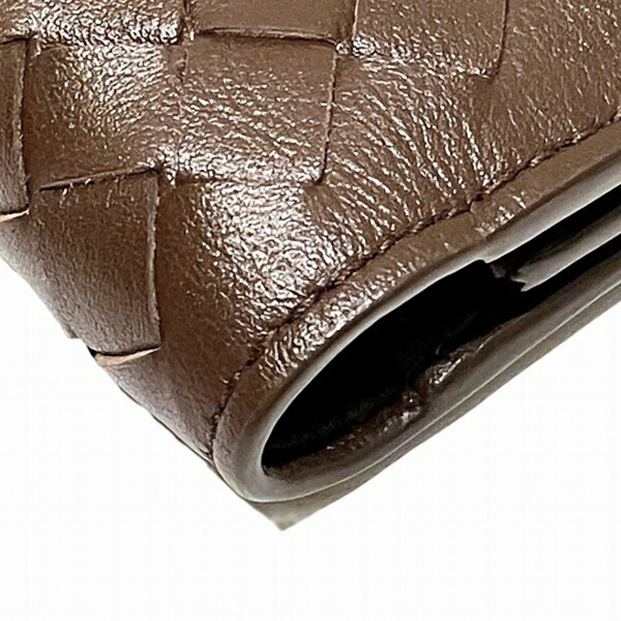Bottega Veneta Dark Brown Leather Wallet (Tri-Fold) (Pre-Owned)