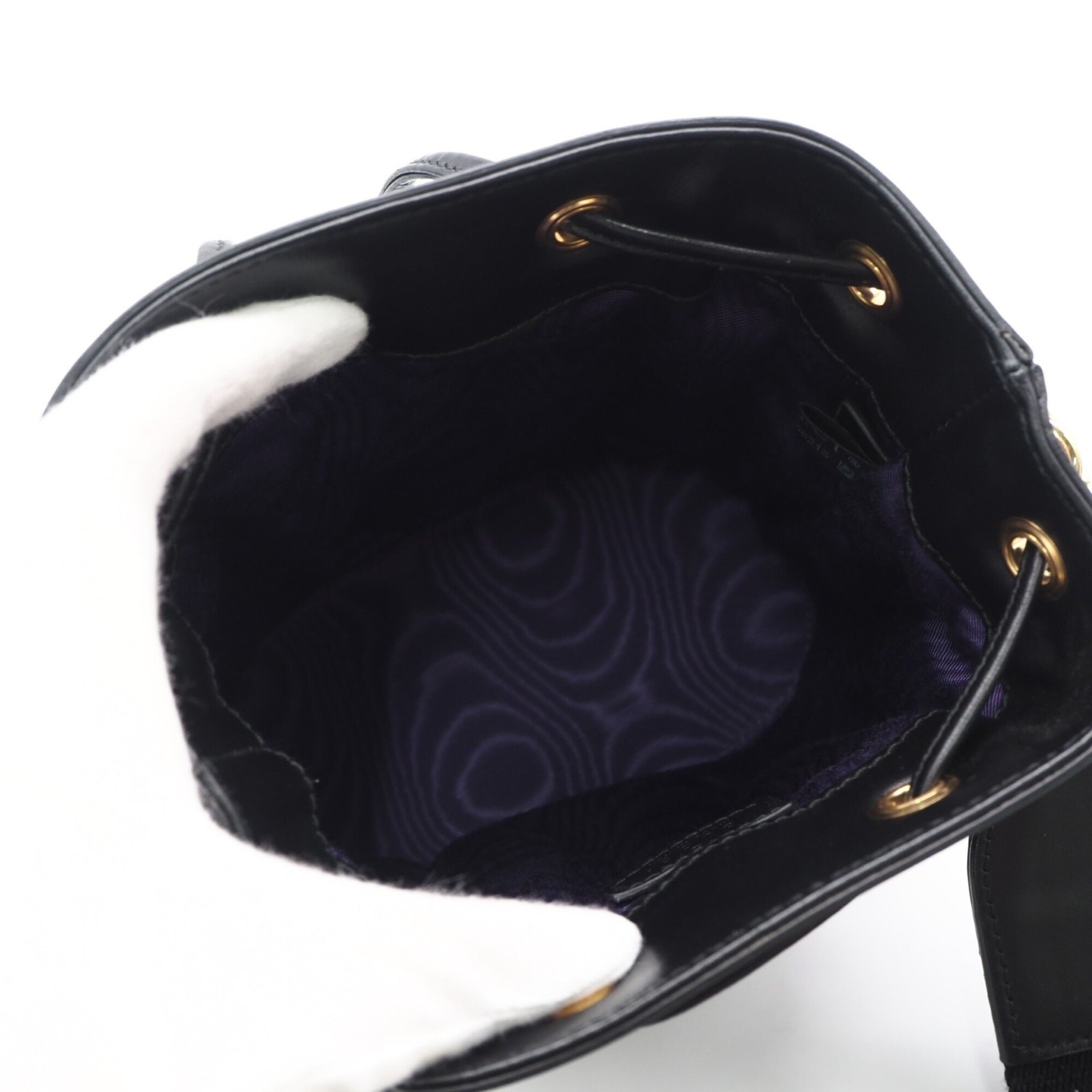Gucci Black Purple Nylon Leather Shoulder Bag (Pre-Owned)