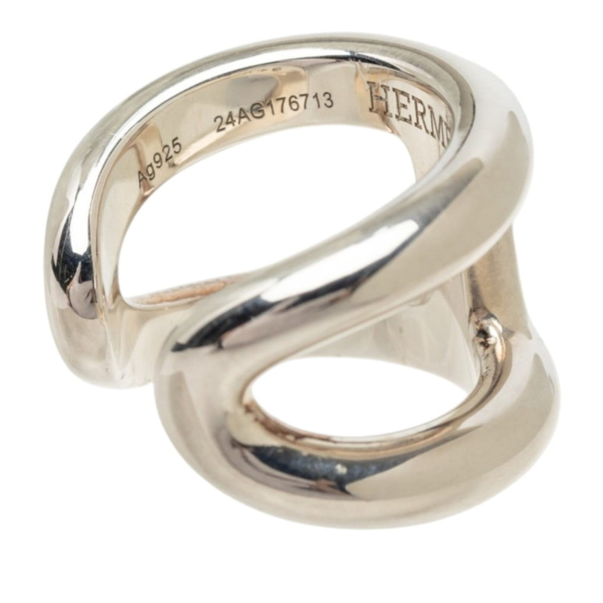 Hermes Silver Silver 925 Band Ring (Pre-Owned)