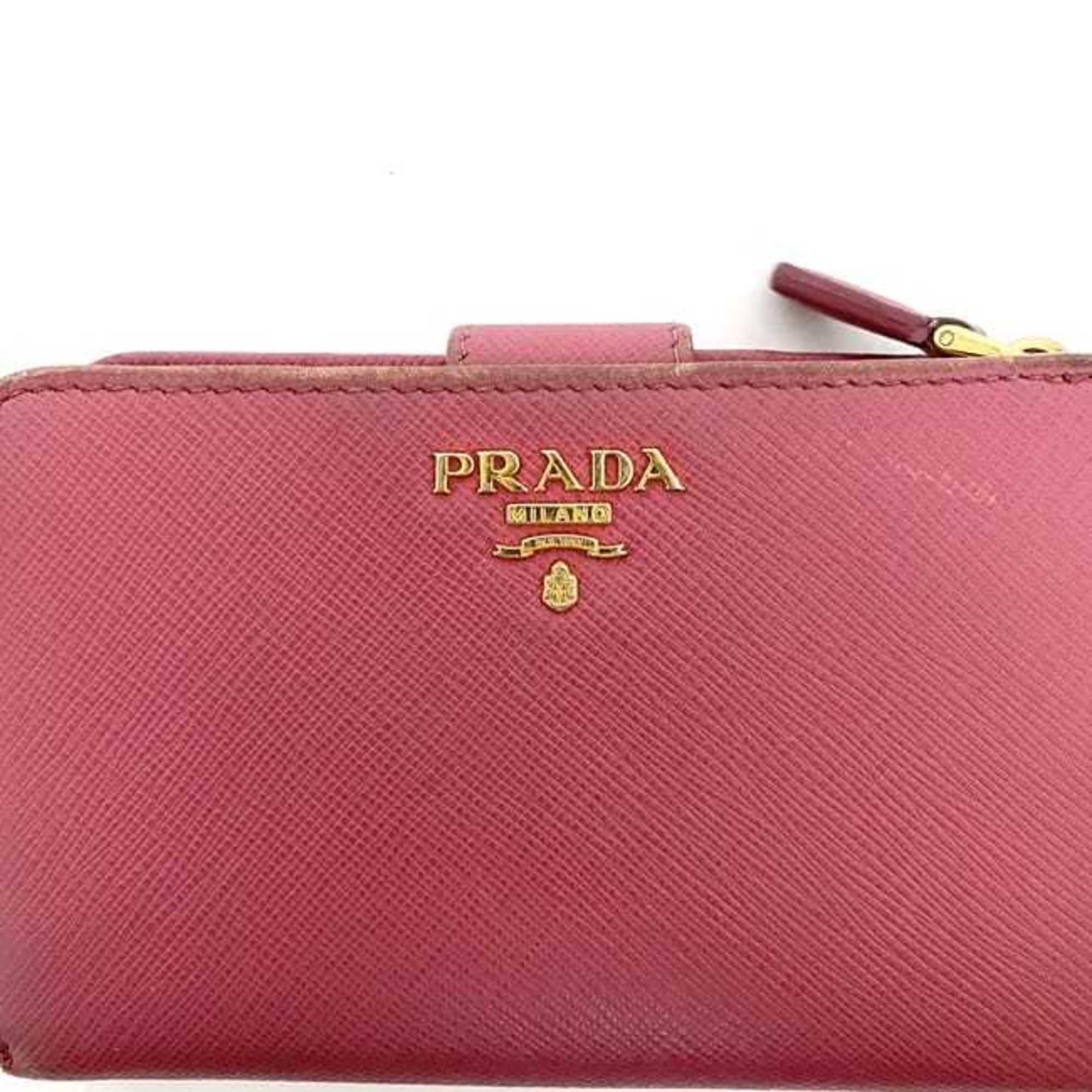 Prada Pink Saffiano Metal Wallet (Bi-Fold) (Pre-Owned)
