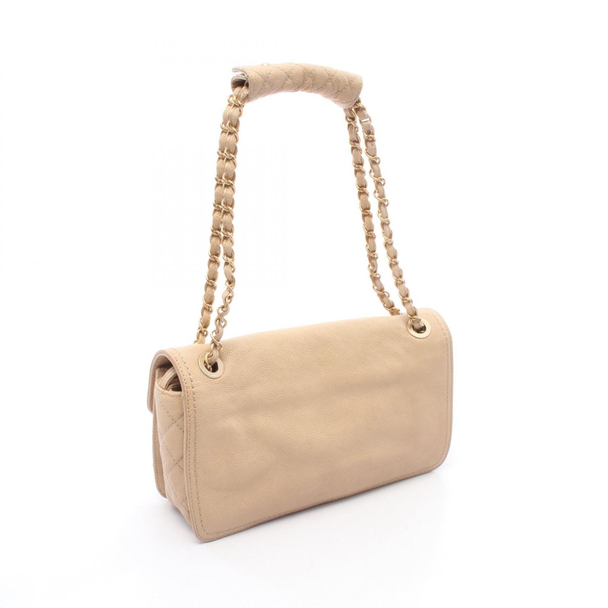 Chanel Beige Grained Calfskin Handbag Shoulder Bag (Pre-Owned)