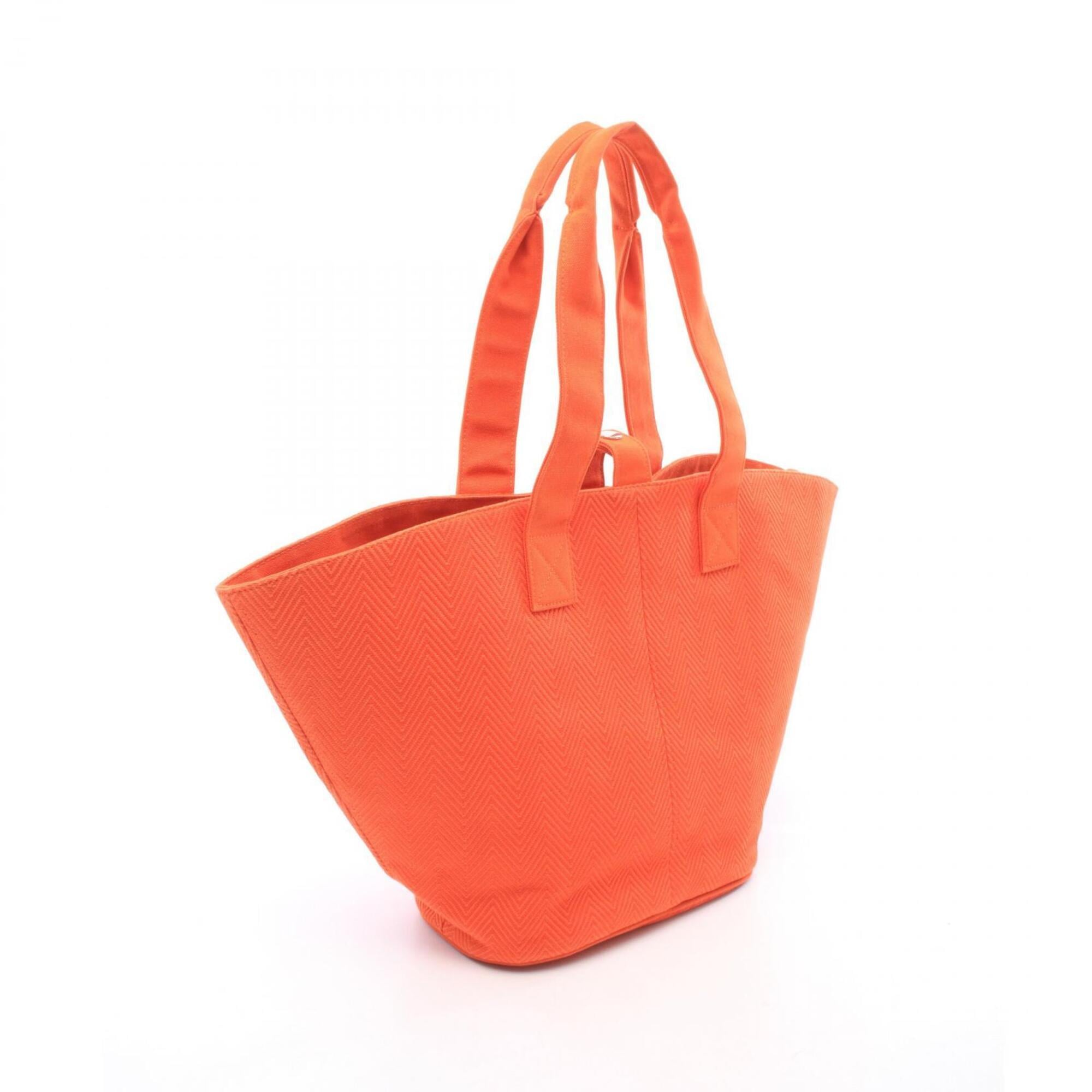 Hermes Orange Toile Chevron Handbag Tote Bag (Pre-Owned)