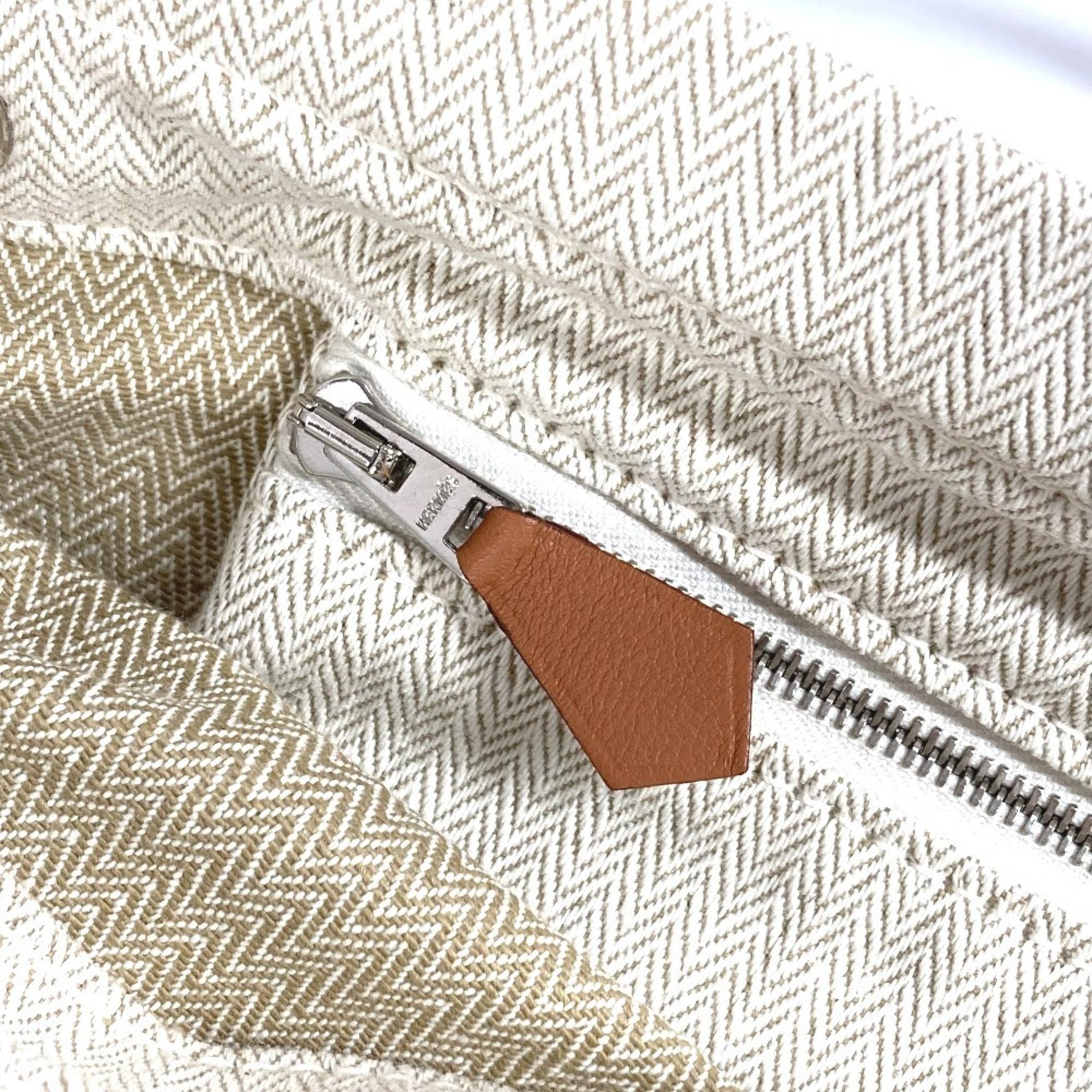 Hermes Beige Brown Toile Chevron Barenia Leather Backpack (Pre-Owned)