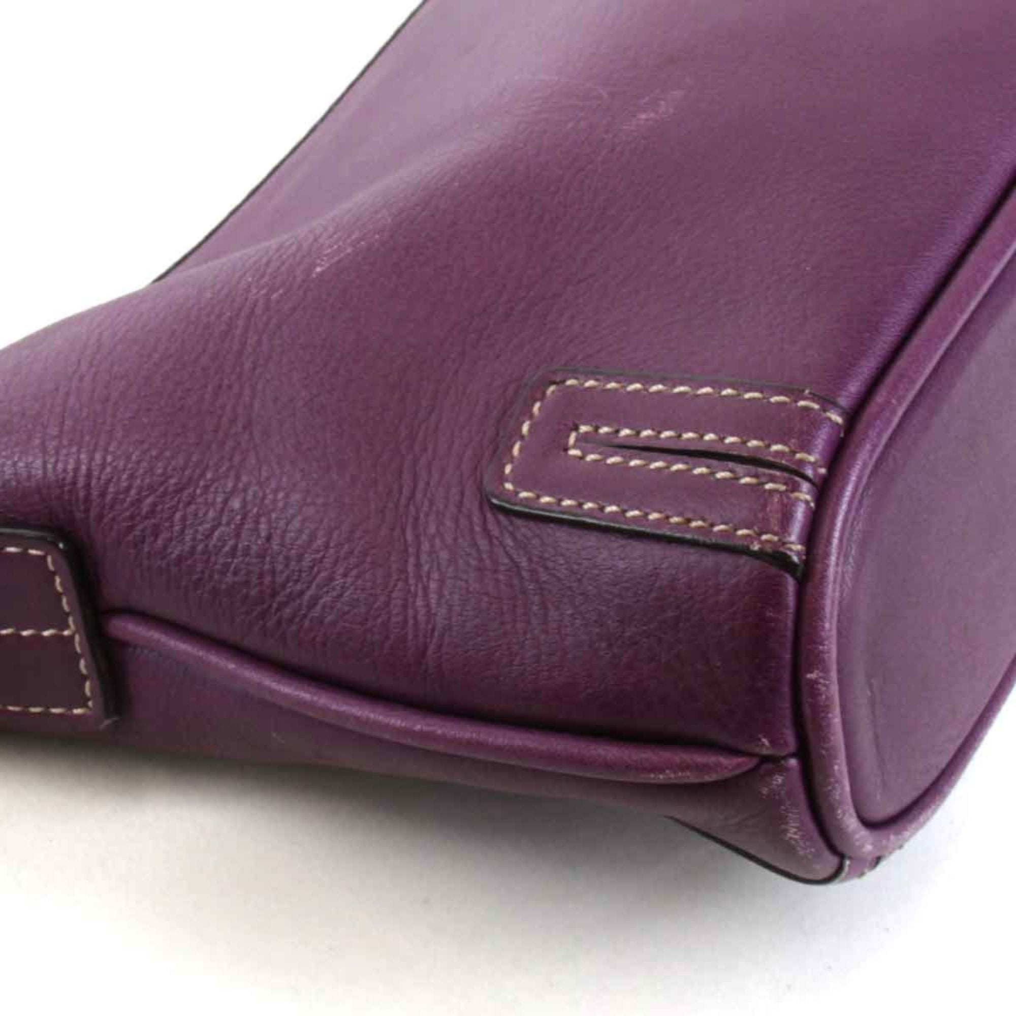 Burberry Purple Leather Shoulder Bag (Pre-Owned)