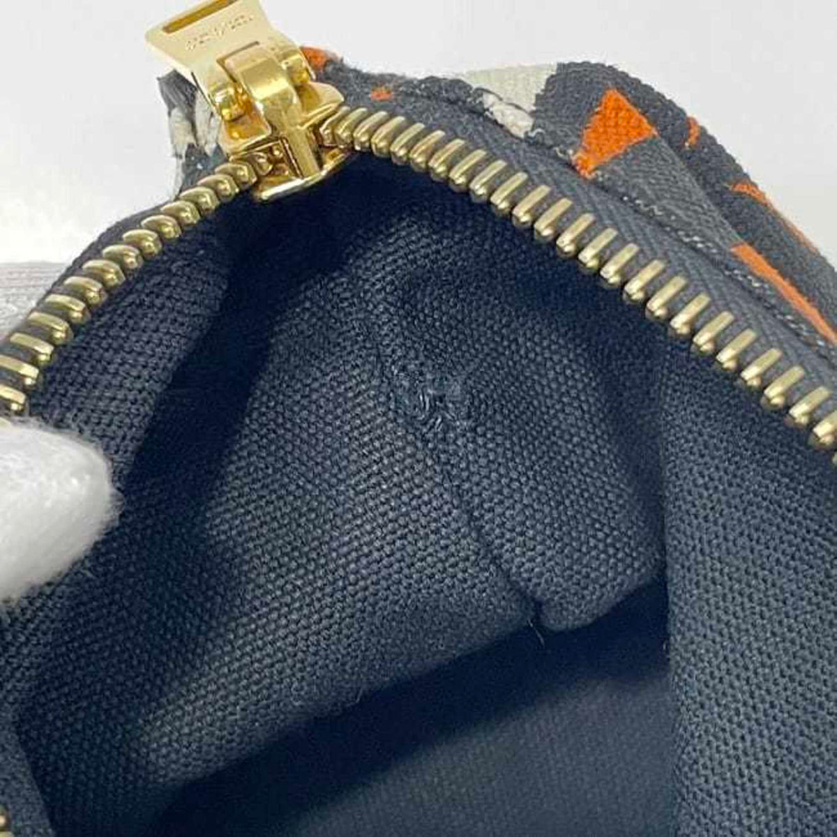 Prada Black Orange Canvas Leather Pouch (Pre-Owned)