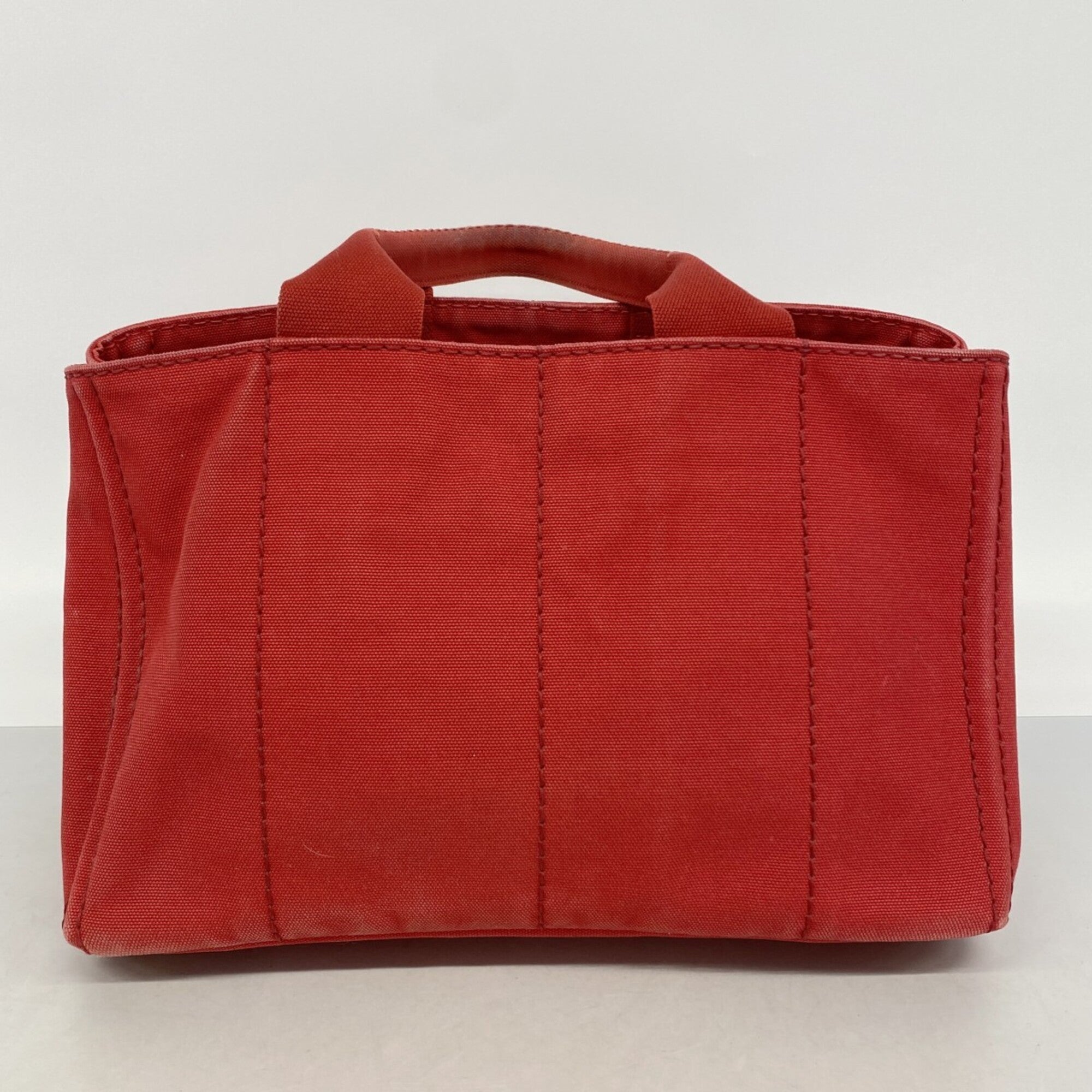 Prada Red Color Canvas Tote Bag (Pre-Owned)